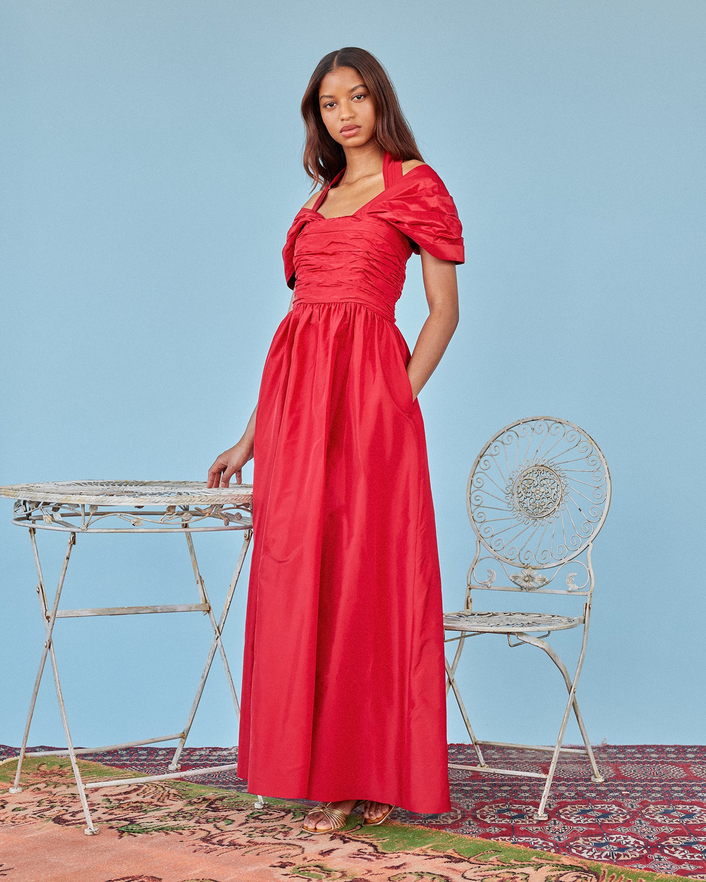 Zora Dress in Poppy Taffeta