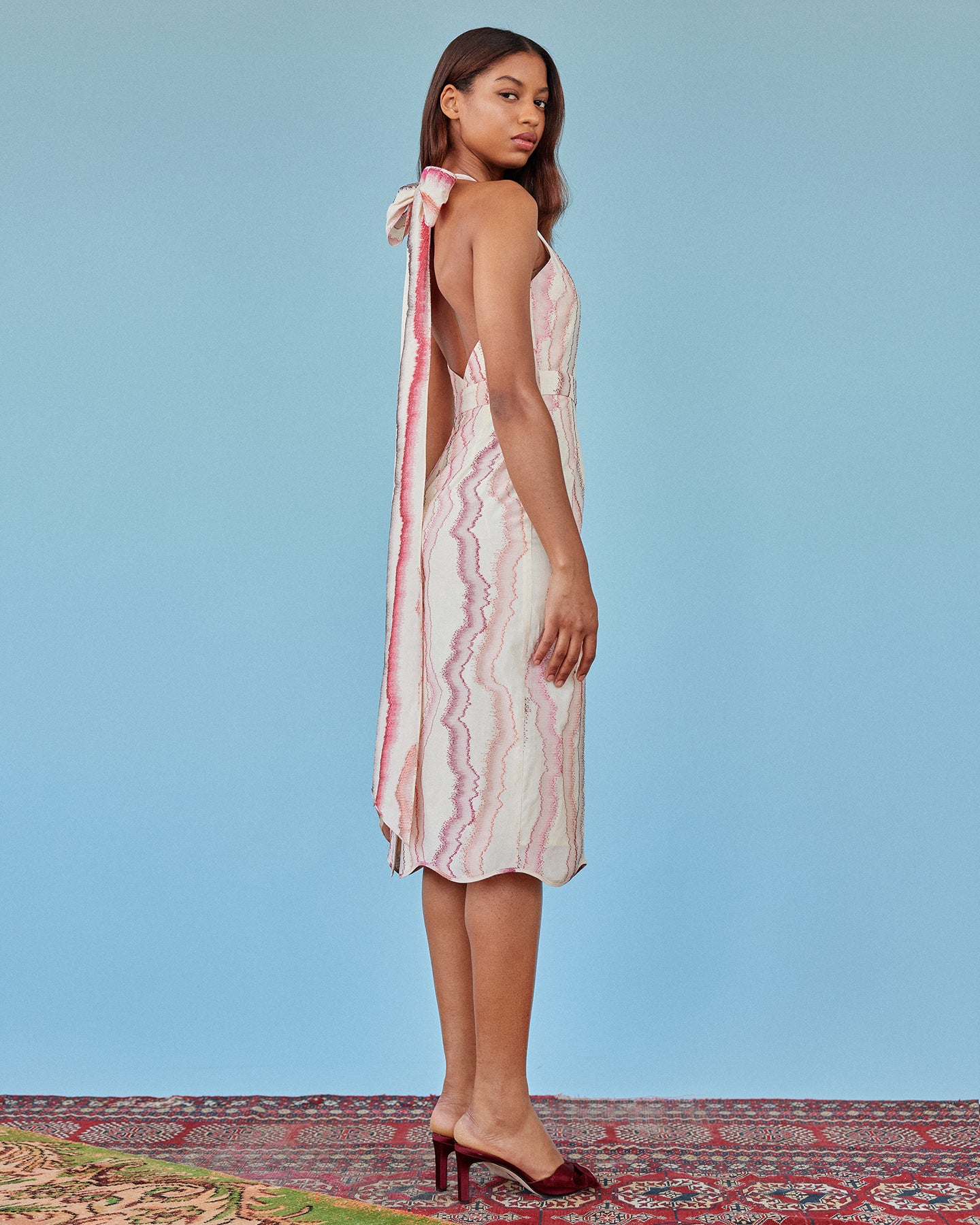 Isla Dress in Multi Fil Coupe Stripe