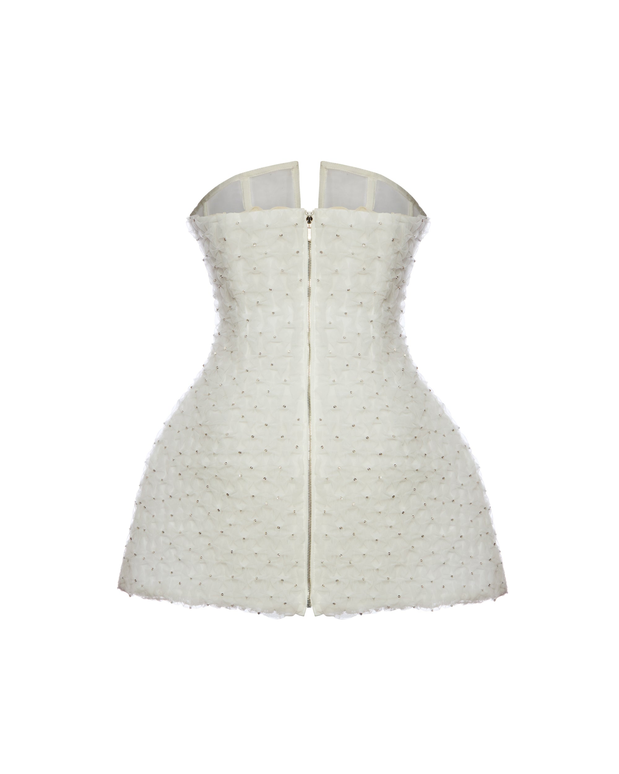 Vivienne Dress in White Smocked Tulle