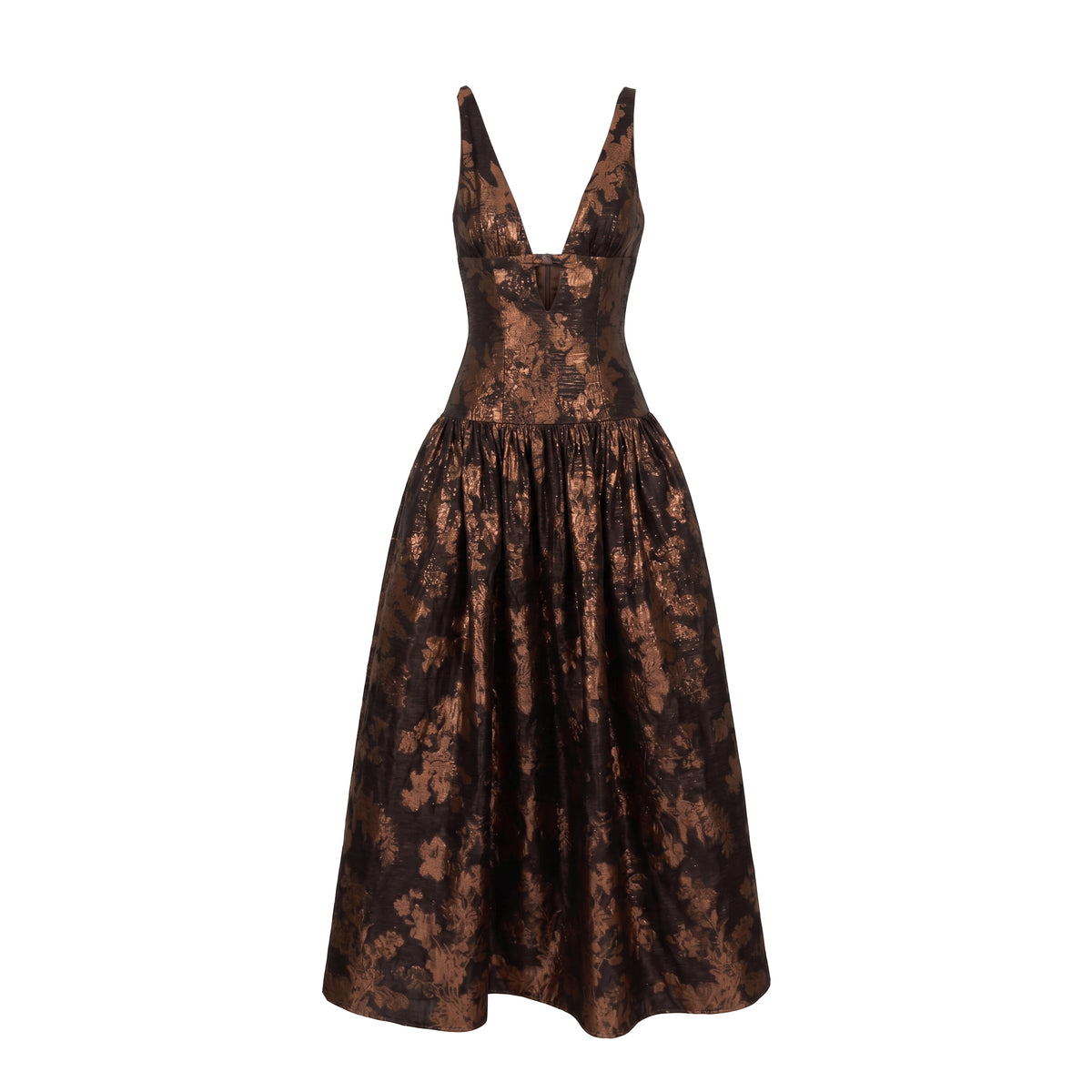 Nicolette Dress in Espresso Lamé