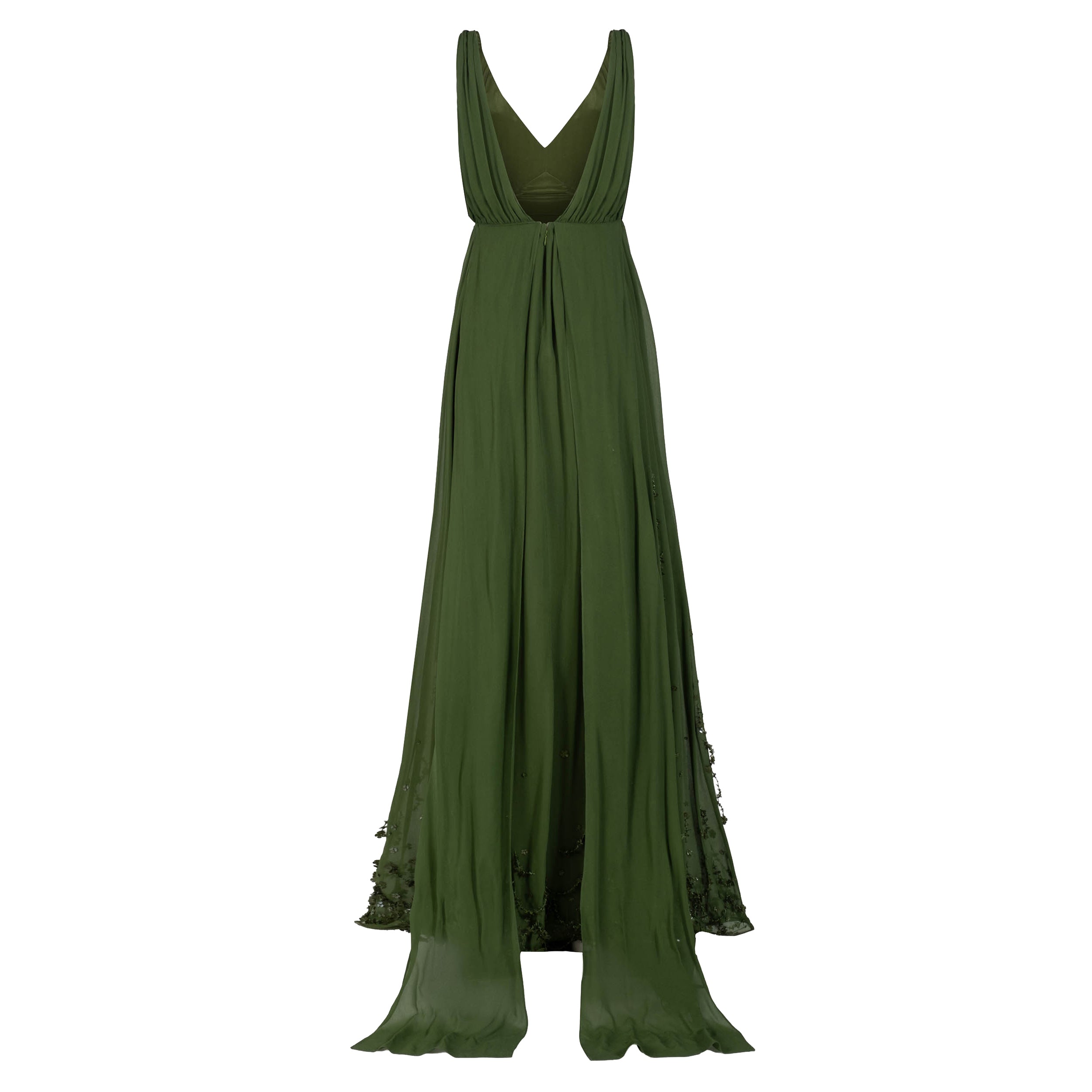 Sunny Gown in Pine Georgette with Scallop Floral Embellishment