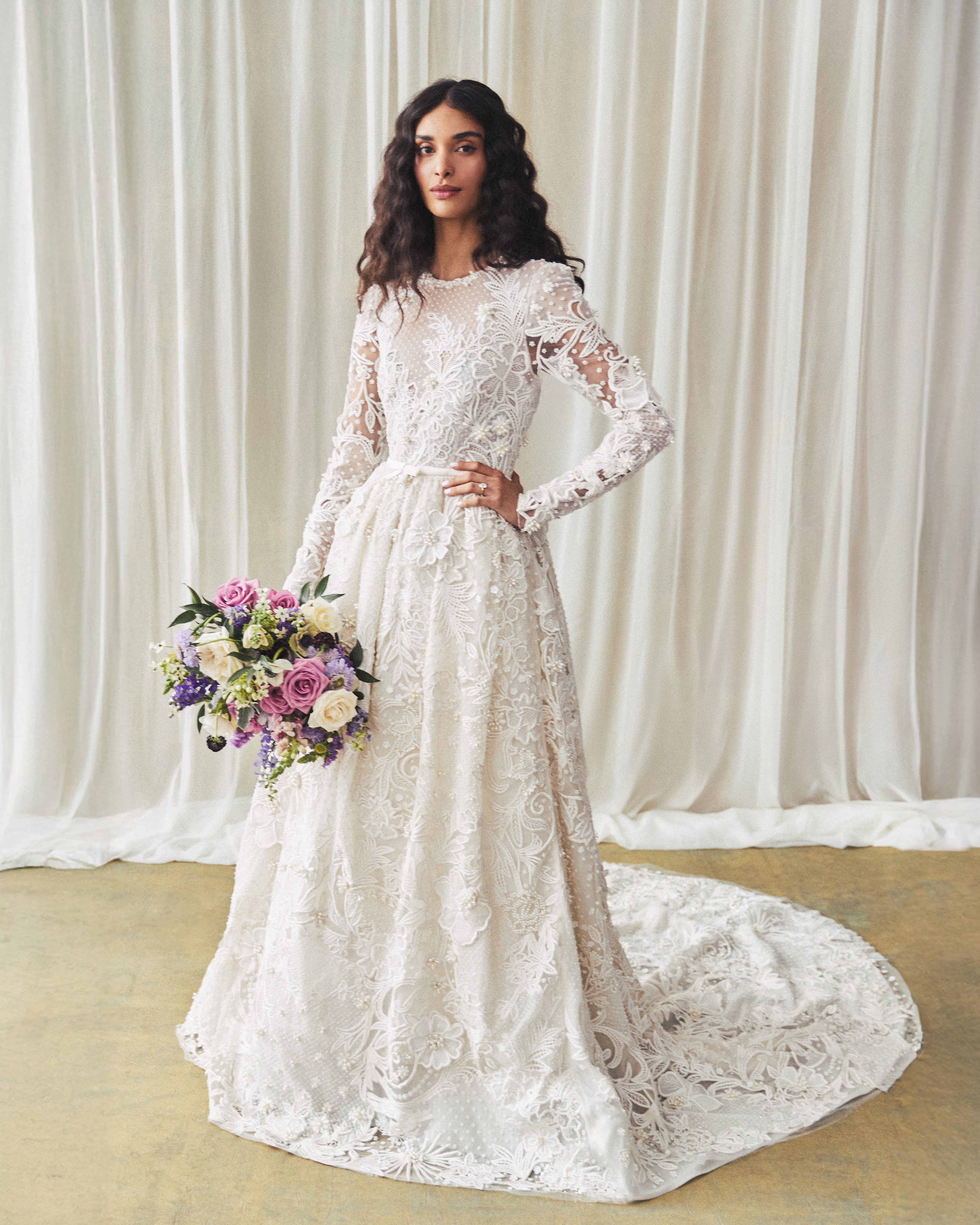Alexandra Gown with 3D Lace Embellishment