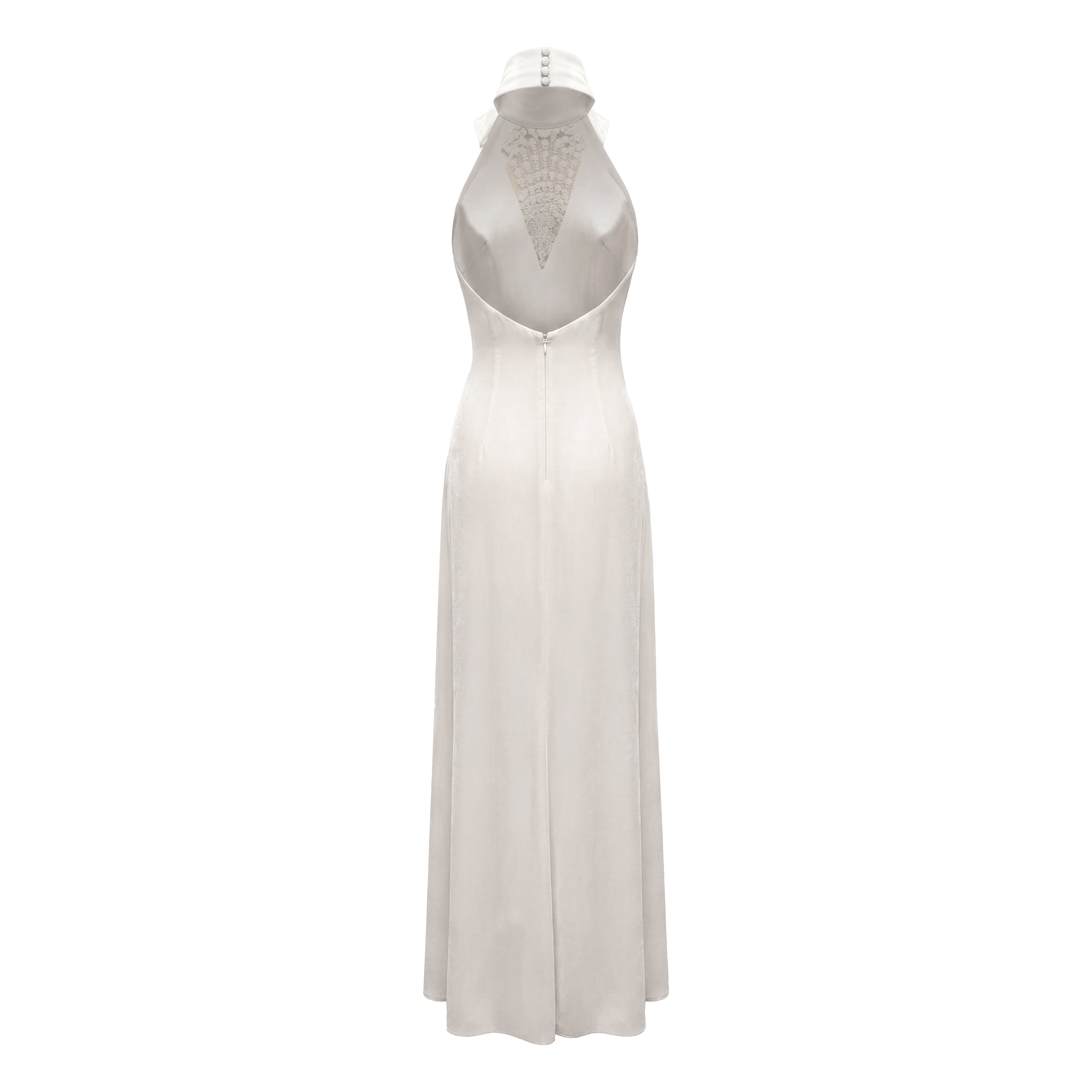 Reece Dress in Ivory Velvet with Embellishment