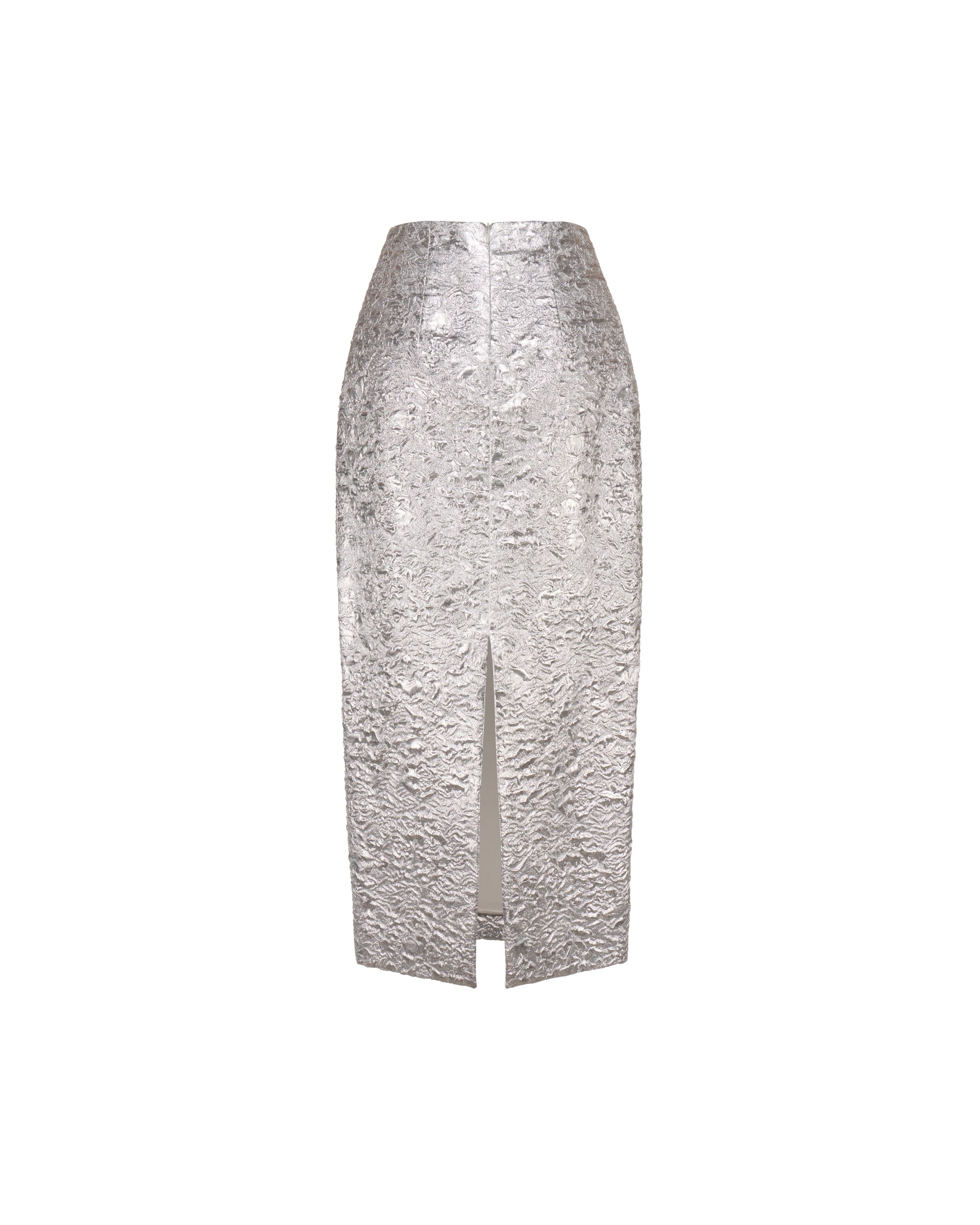 Effie Pencil Skirt in Silver Brocade