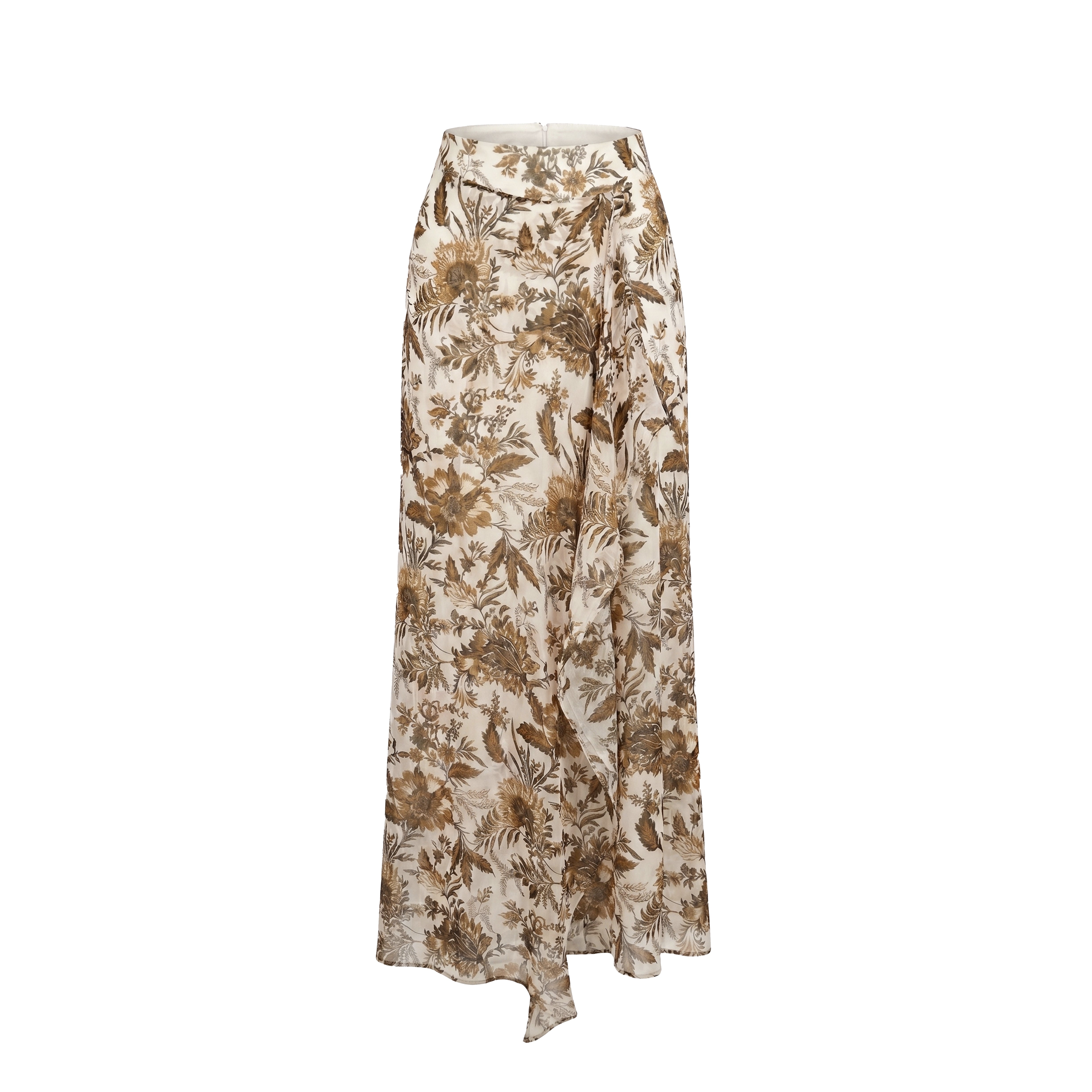 Rosamund Skirt in Hickory Jacobean Floral Silk Chiffon