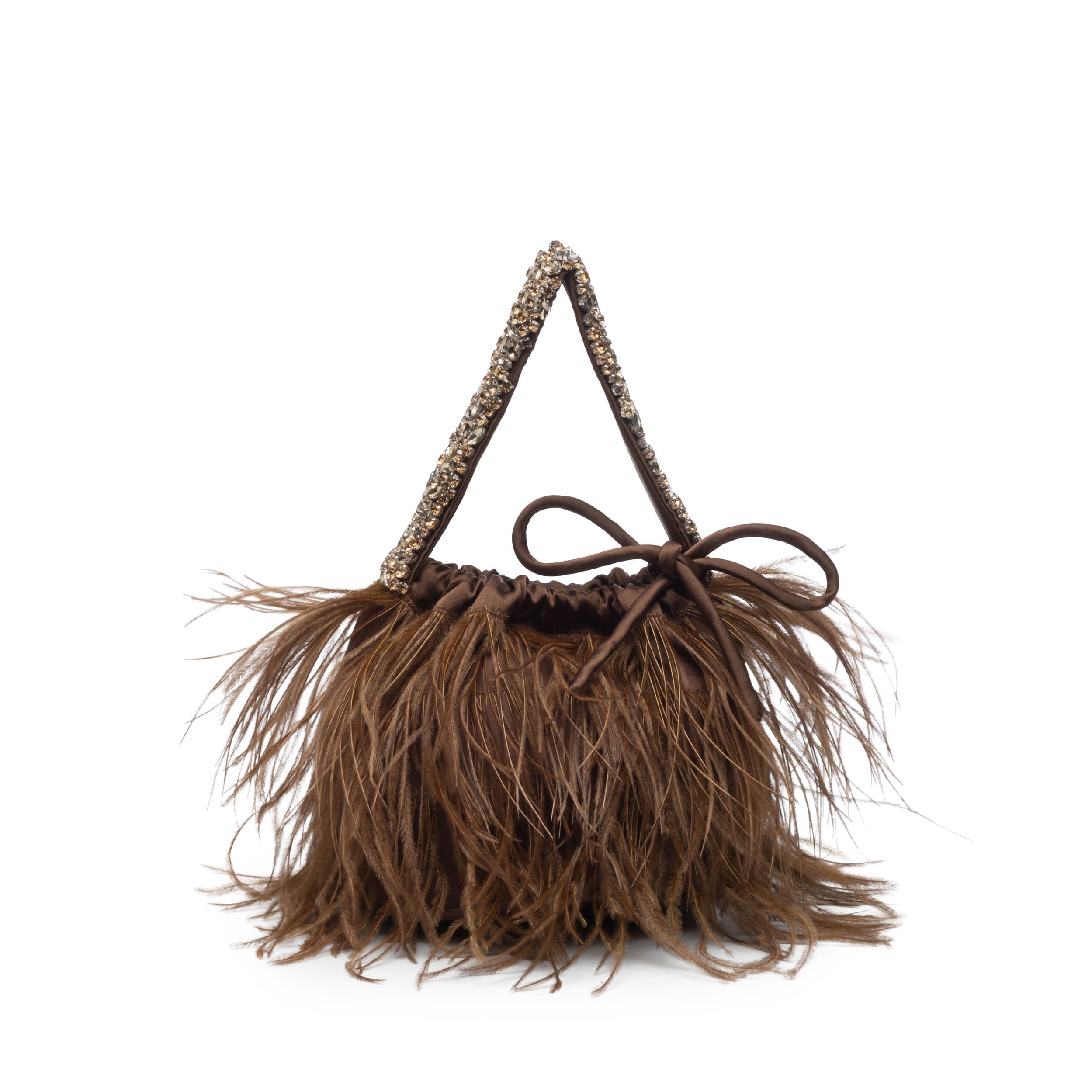 Piper Bucket Bag in Mink with Ostrich Feather Embellishment