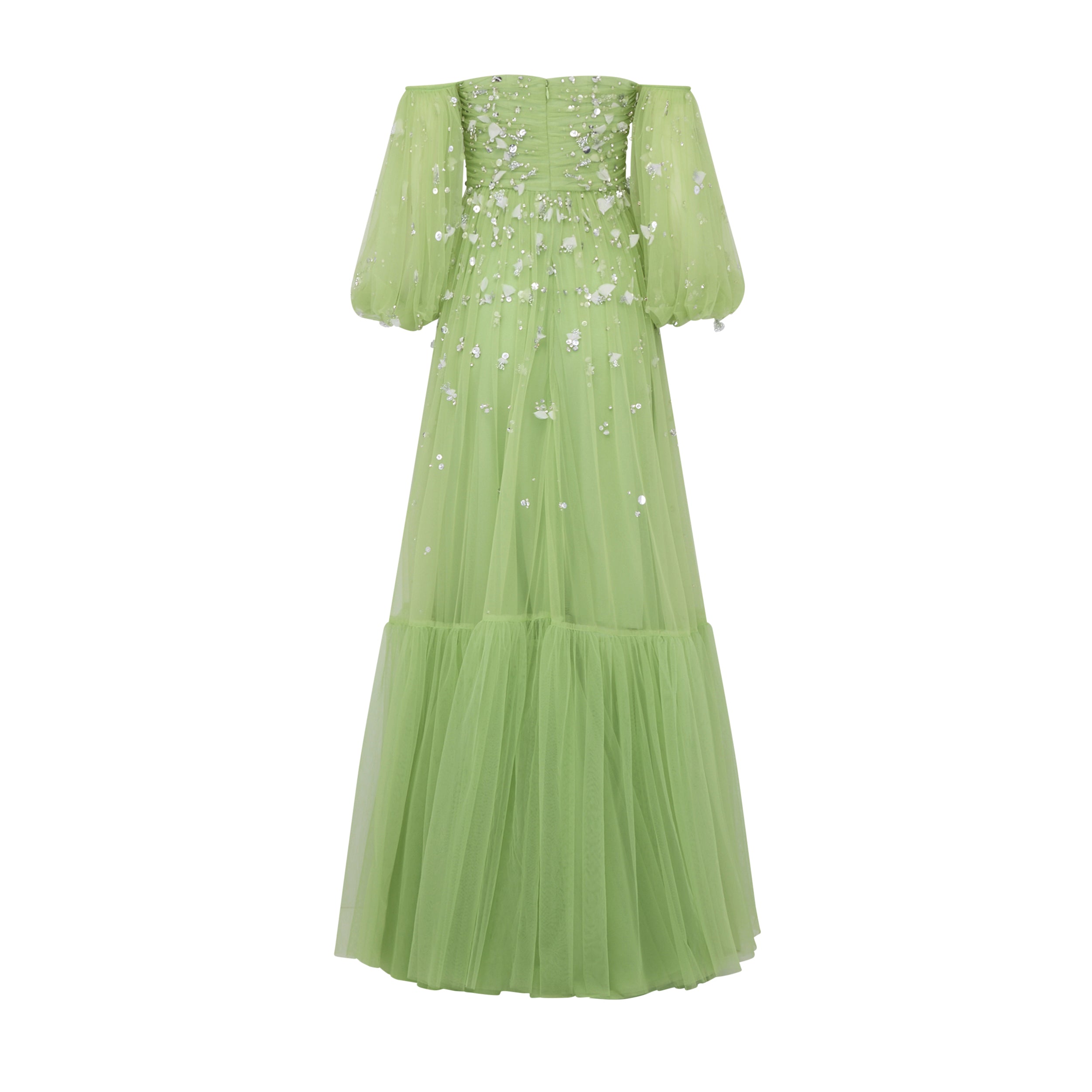 Priyanka Gown in Parakeet Tulle with Sporadic Sequins