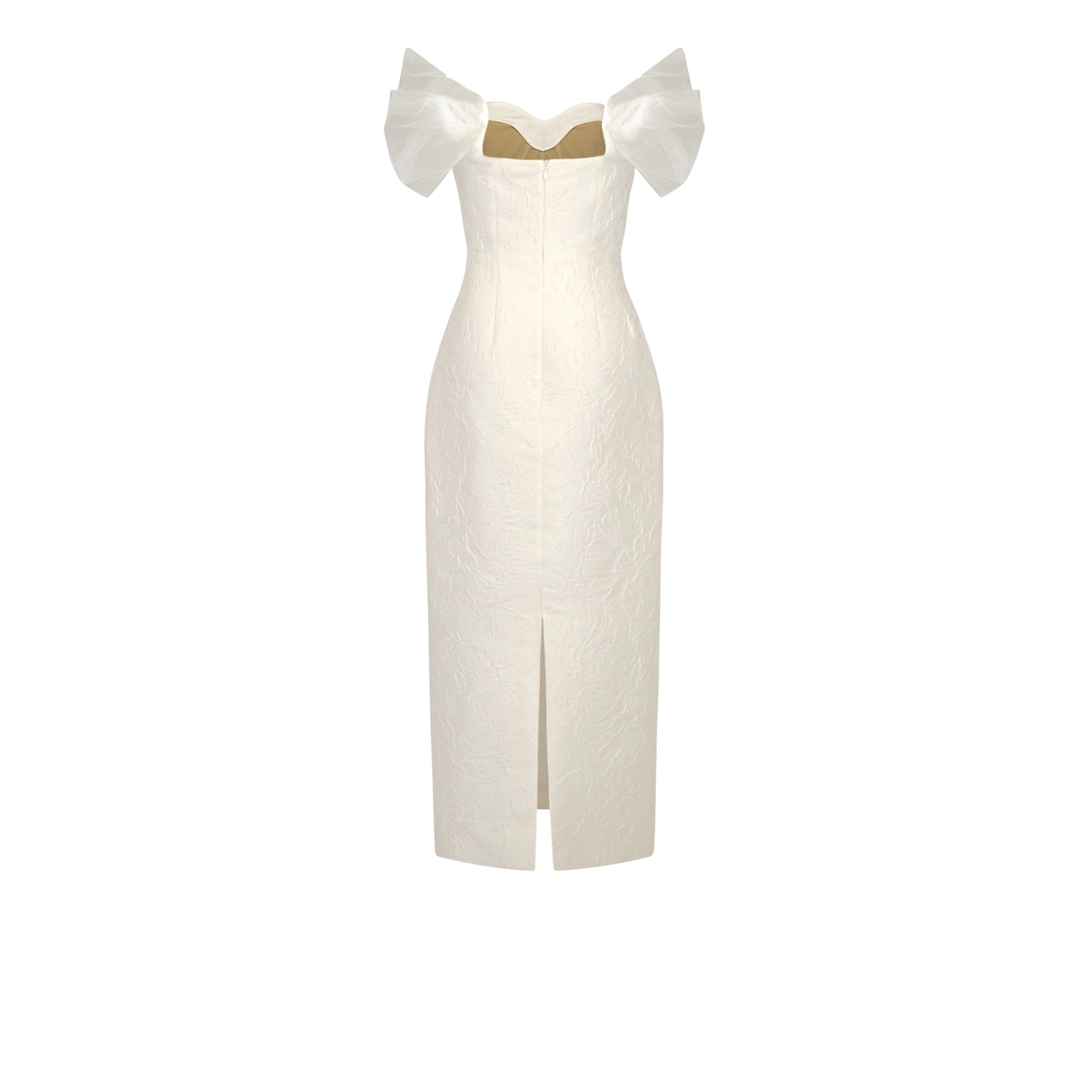 Colette Dress in White Floral Brocade