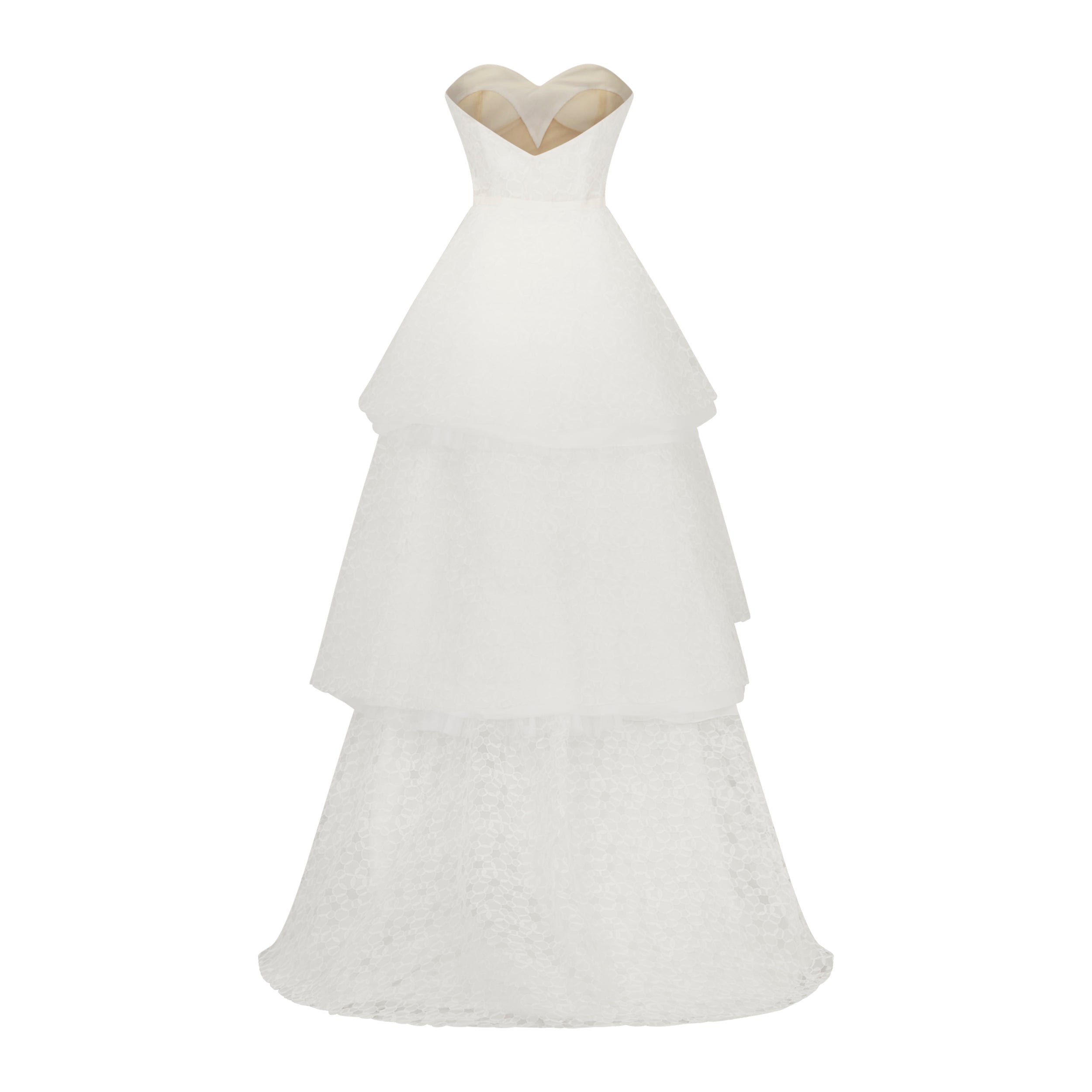 Iris Gown in White Bubble Organza