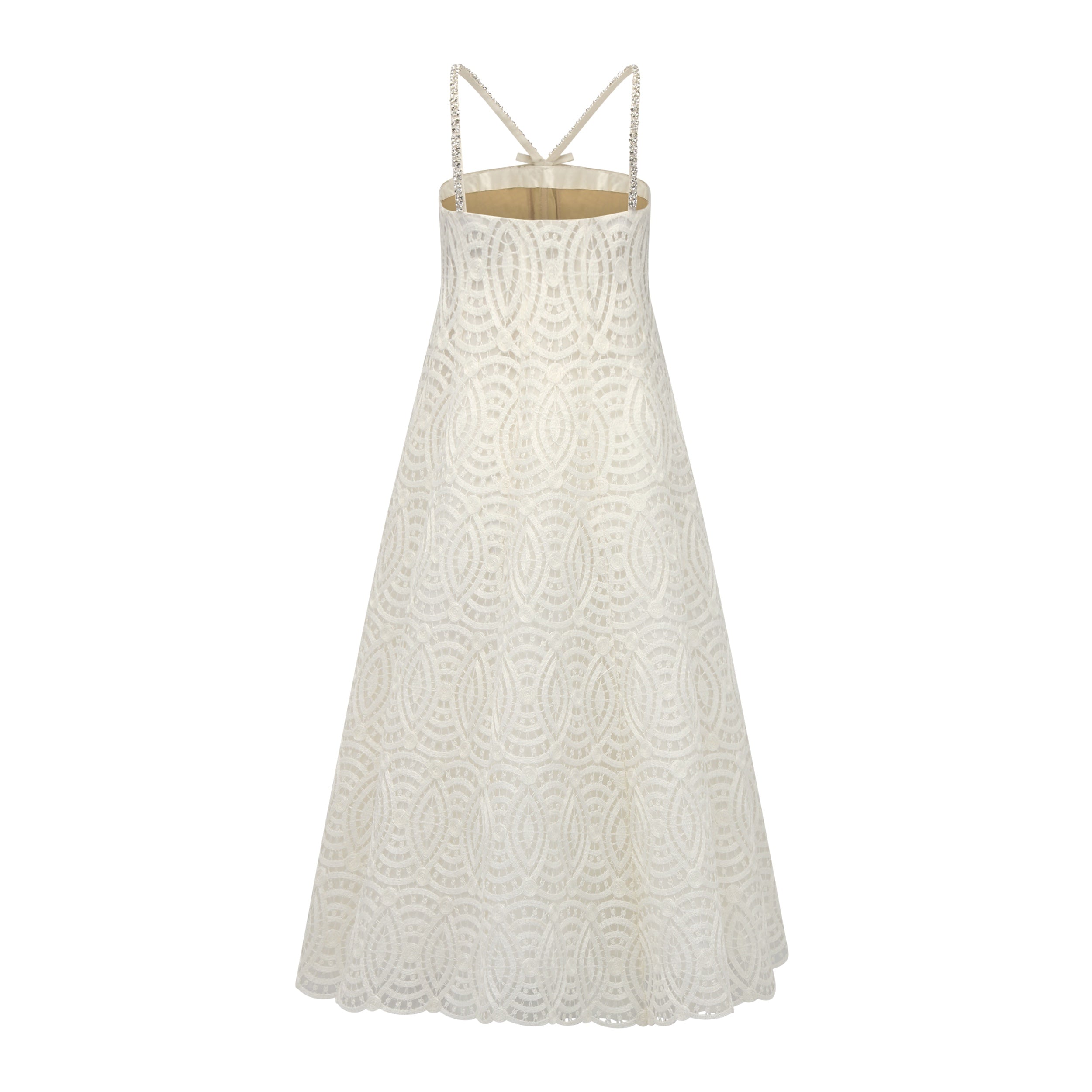 Mina Dress in Ivory Raffia Lace