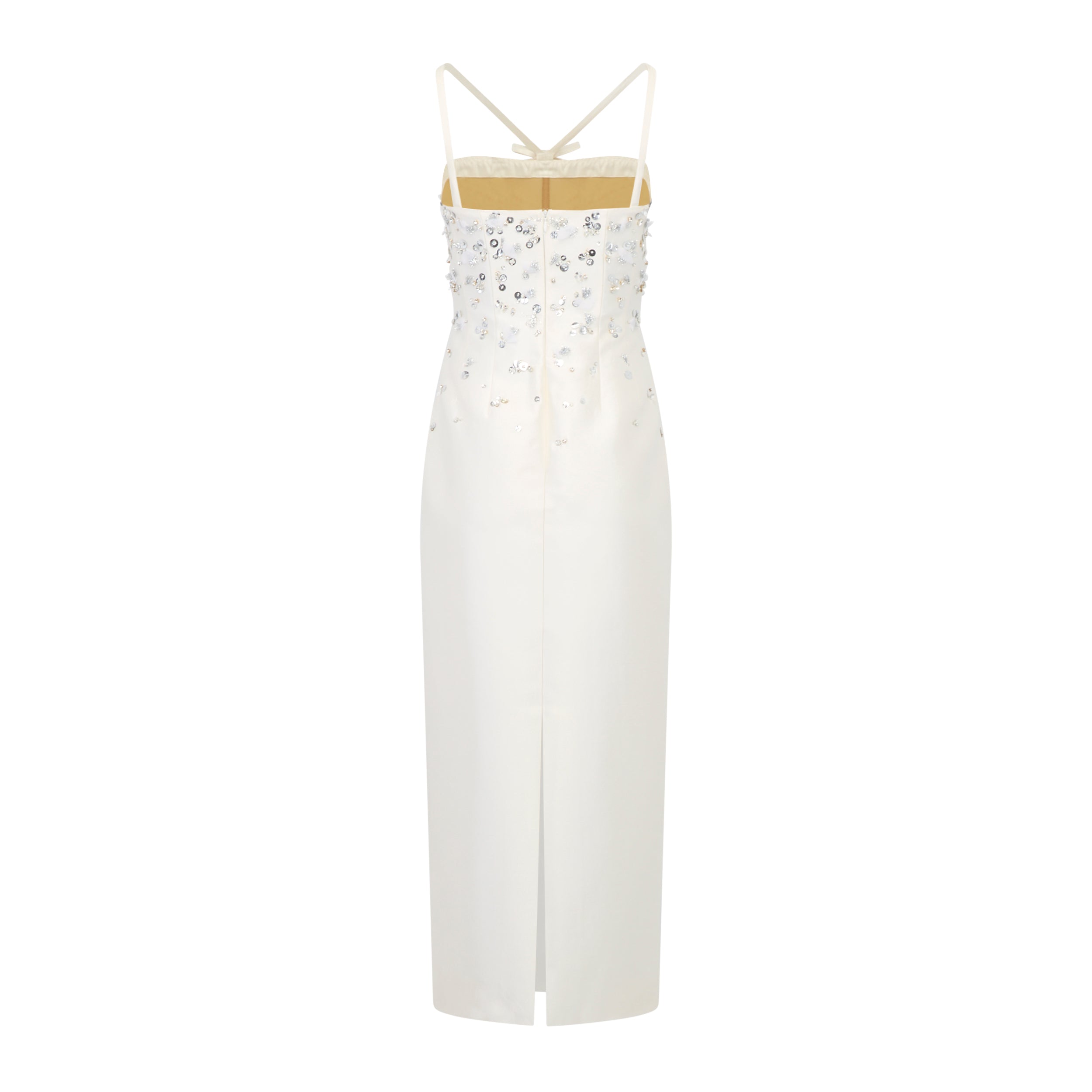Sofia Dress in Ivory Silk Wool with Sporadic Sequins