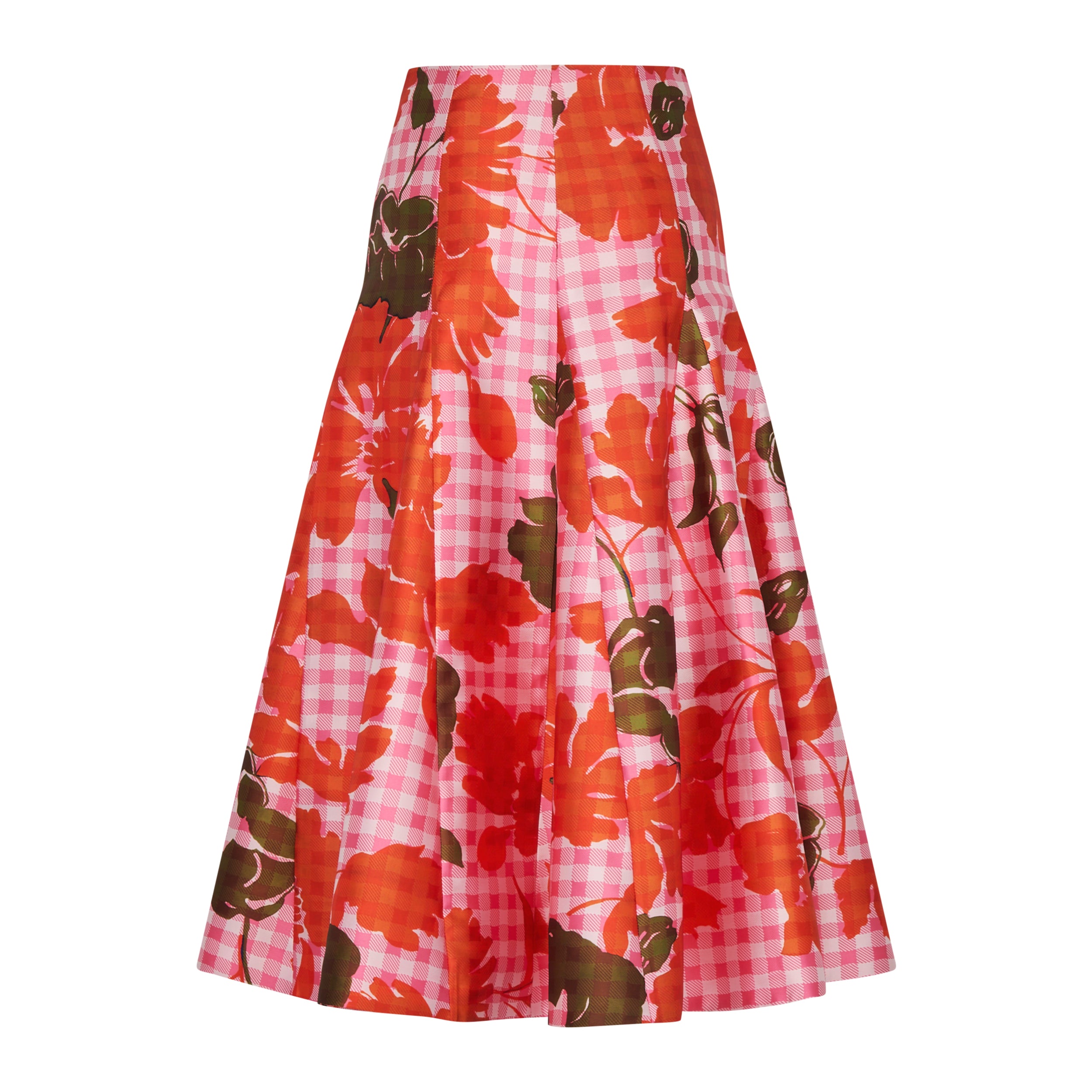 Maia Skirt in Floral Gingham Mikado