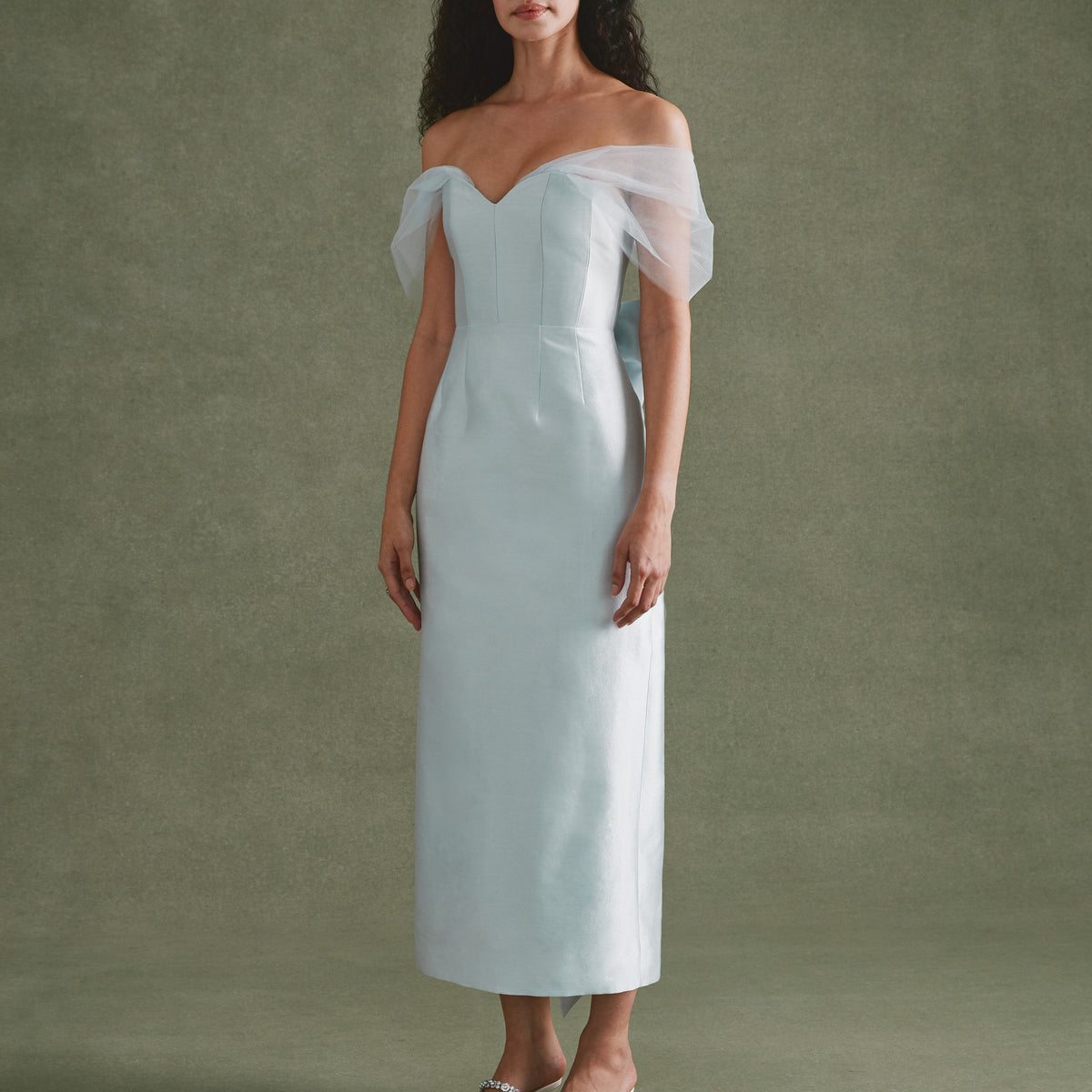 Alexandra Pijut Sylvie Dress in Ice Blue Silk Wool