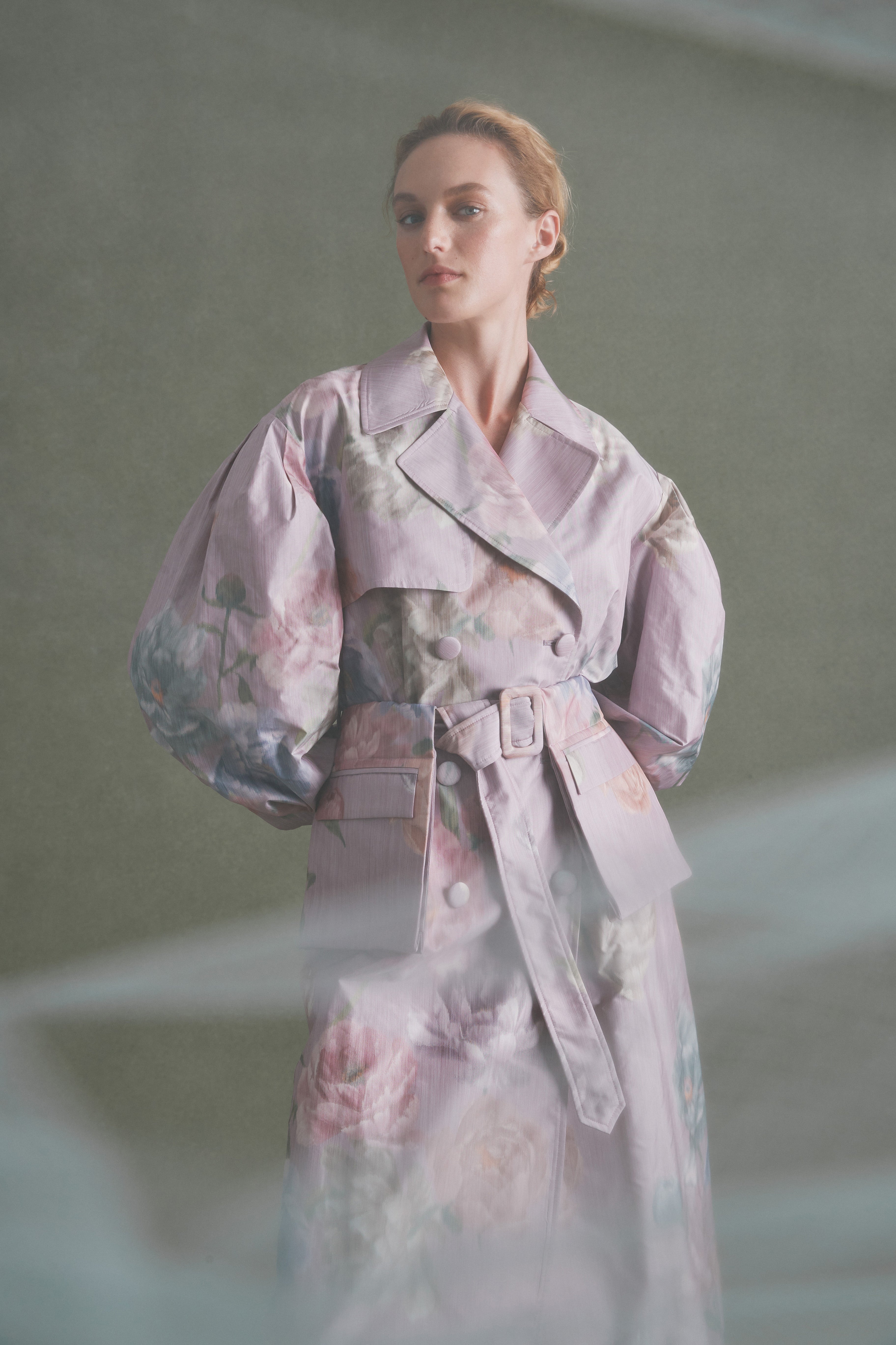 Riding Trench in Lilac Floral Taffeta