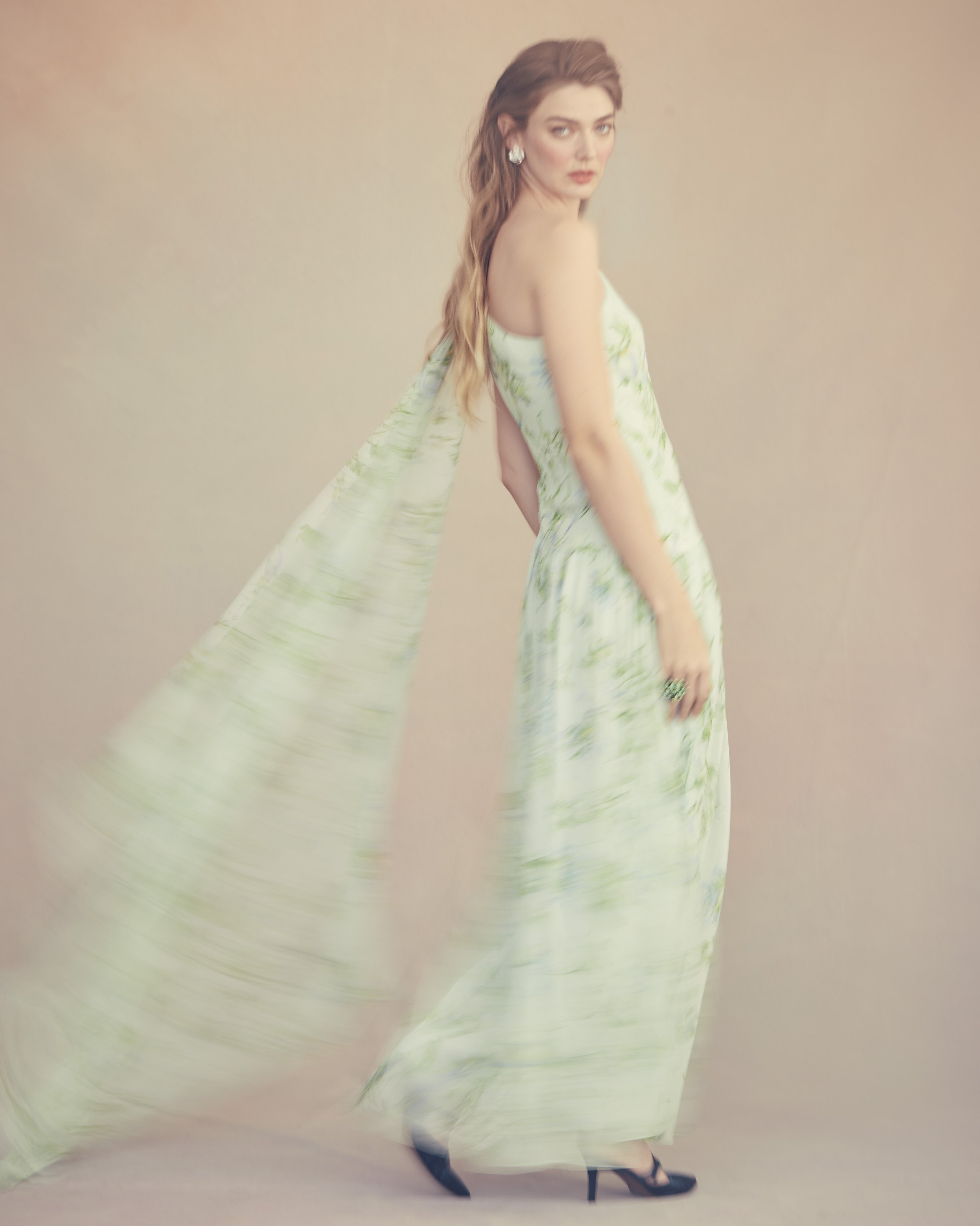 Remy Dress in Celadon Bloom Silk Chiffon