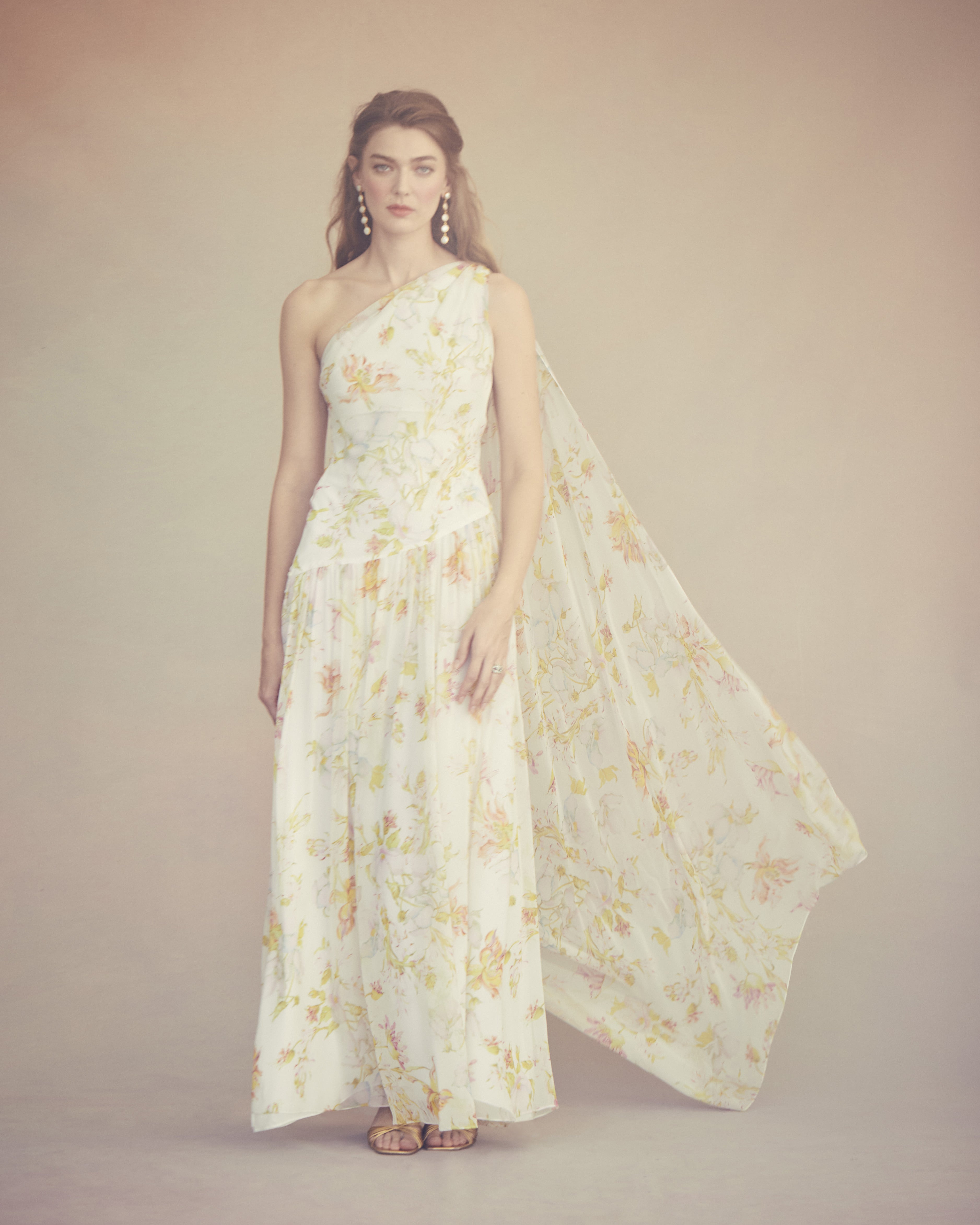 Remy Dress in Ivory Bloom Silk Chiffon