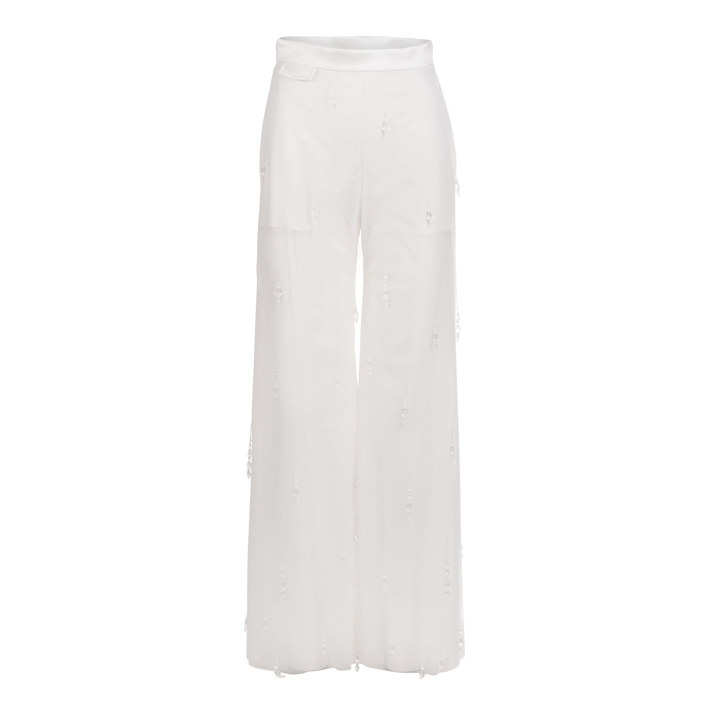 Alexandra Pijut Tulle Trouser in ivory with crystal beading. Wedding suit, bridal, bride, city hall outfit. 