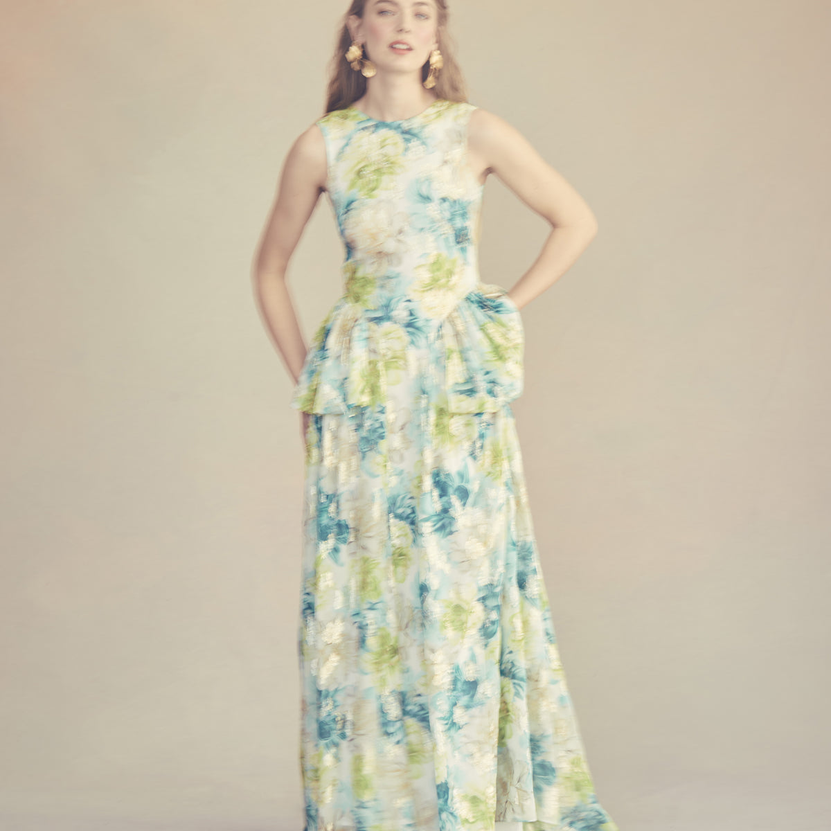 Manon Dress in Turquoise Peony Chiffon