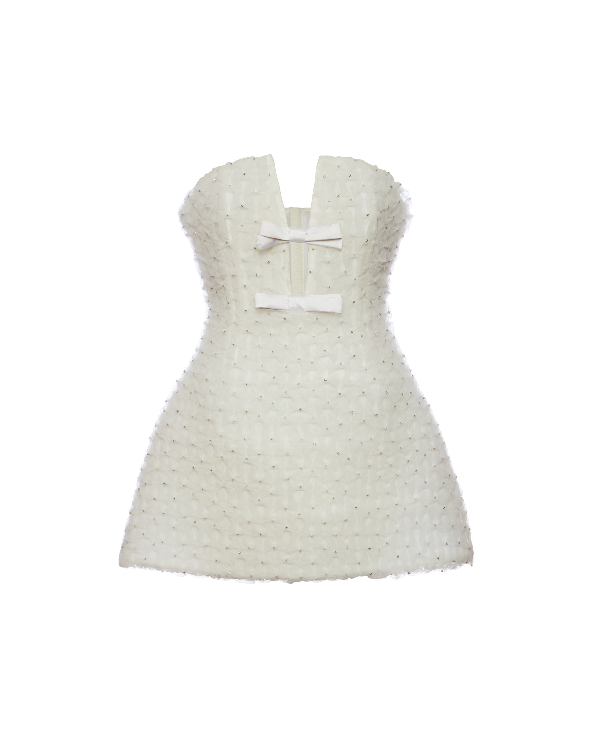 Vivienne Dress in White Smocked Tulle