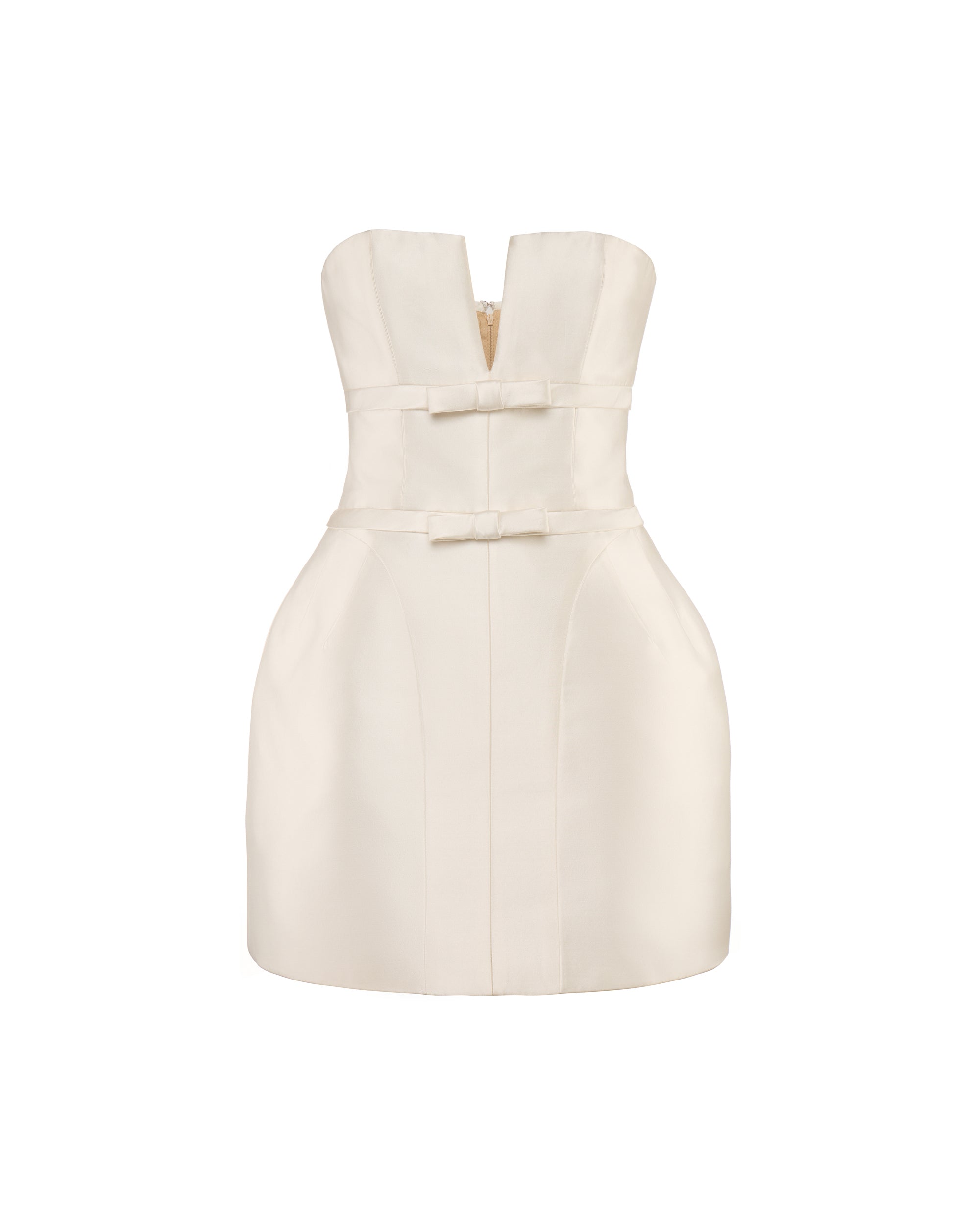 Ottilie Dress in Ivory Silk Wool