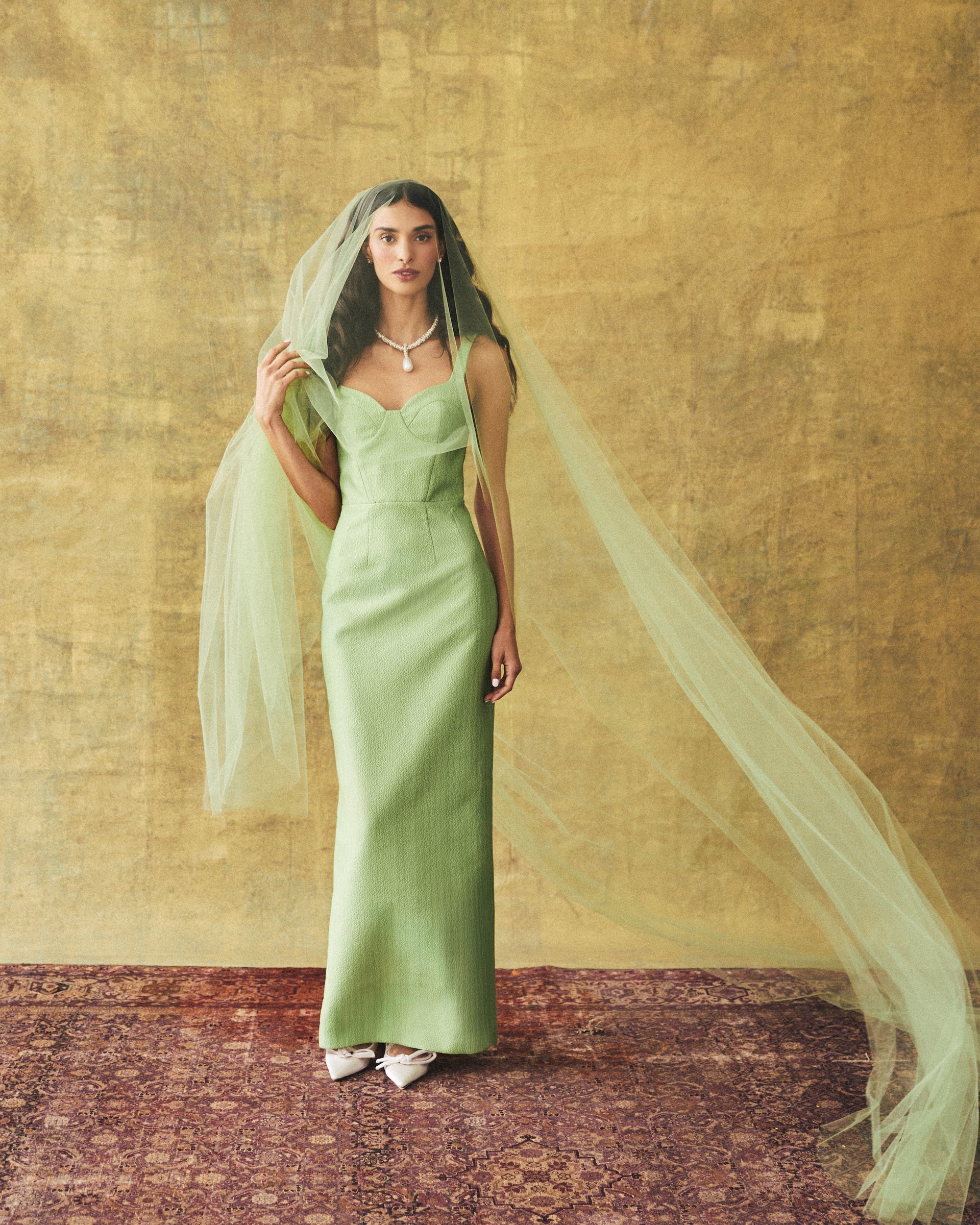 Allie Dress in Leaf Brocade