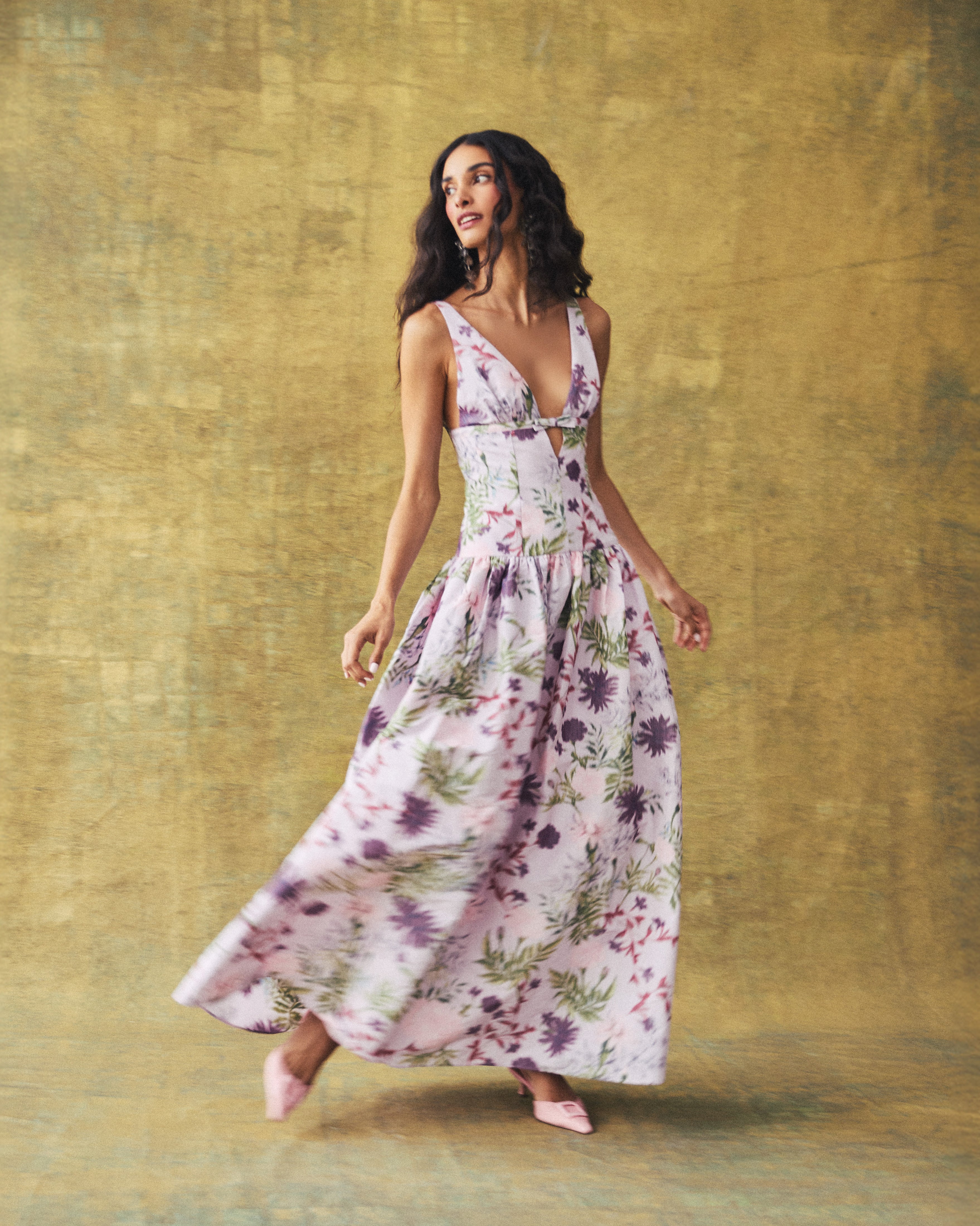 Nicolette Dress in Orchid Posy Taffeta