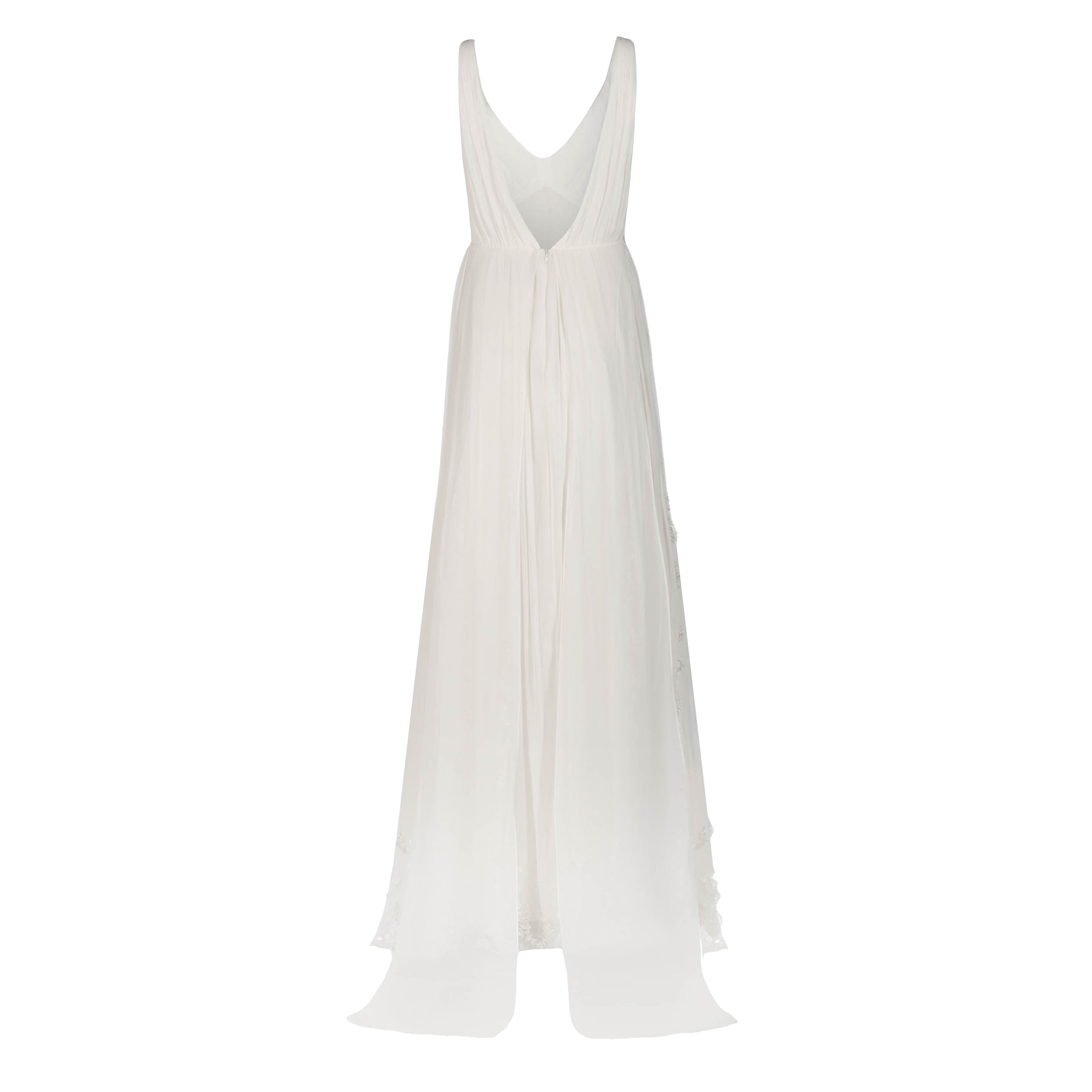Sunny Gown in Ivory Georgette with Scallop Floral Embellishment