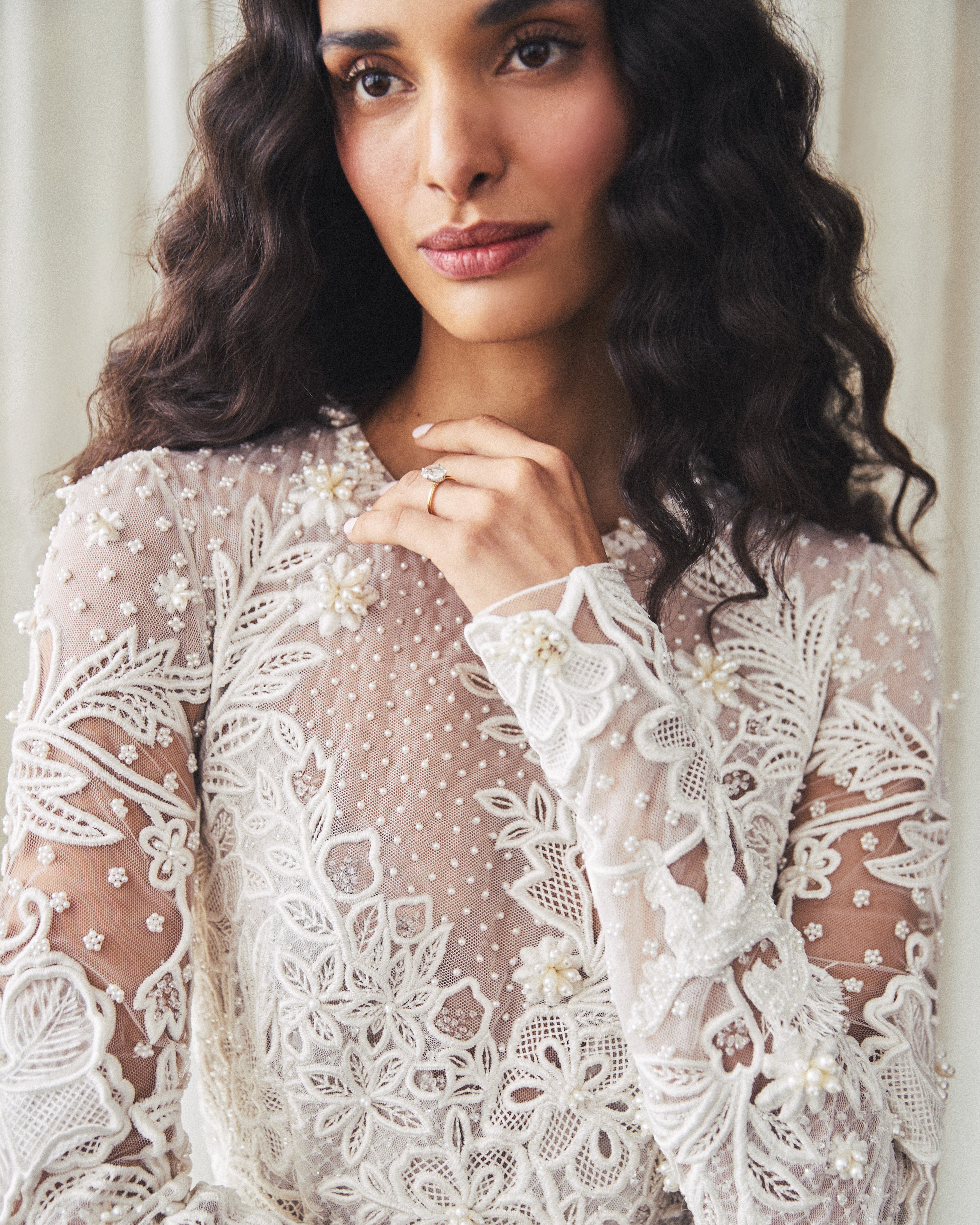Alexandra Gown with 3D Lace Embellishment