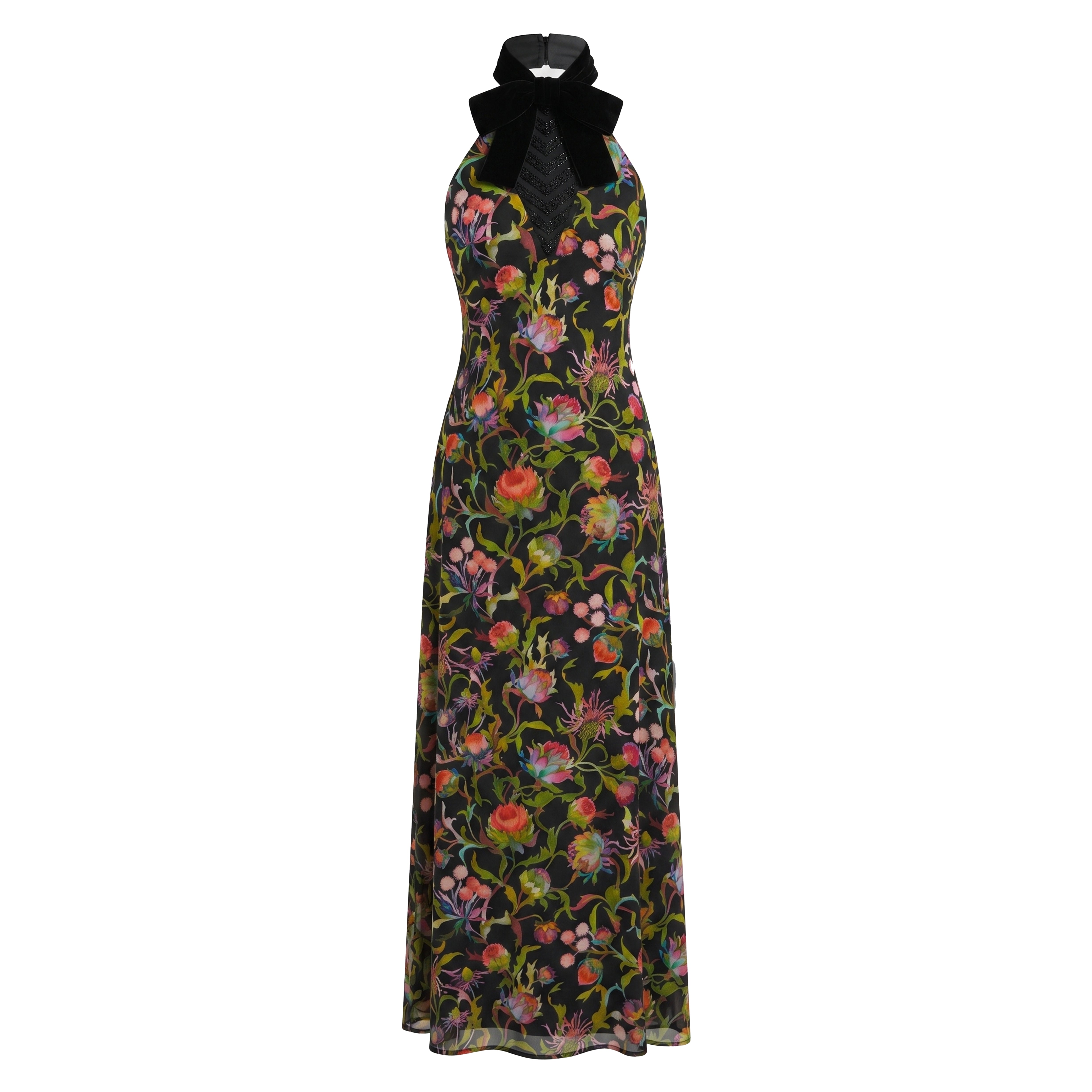 Reece Dress in Rainbow Thistle Silk Chiffon with Embellishment