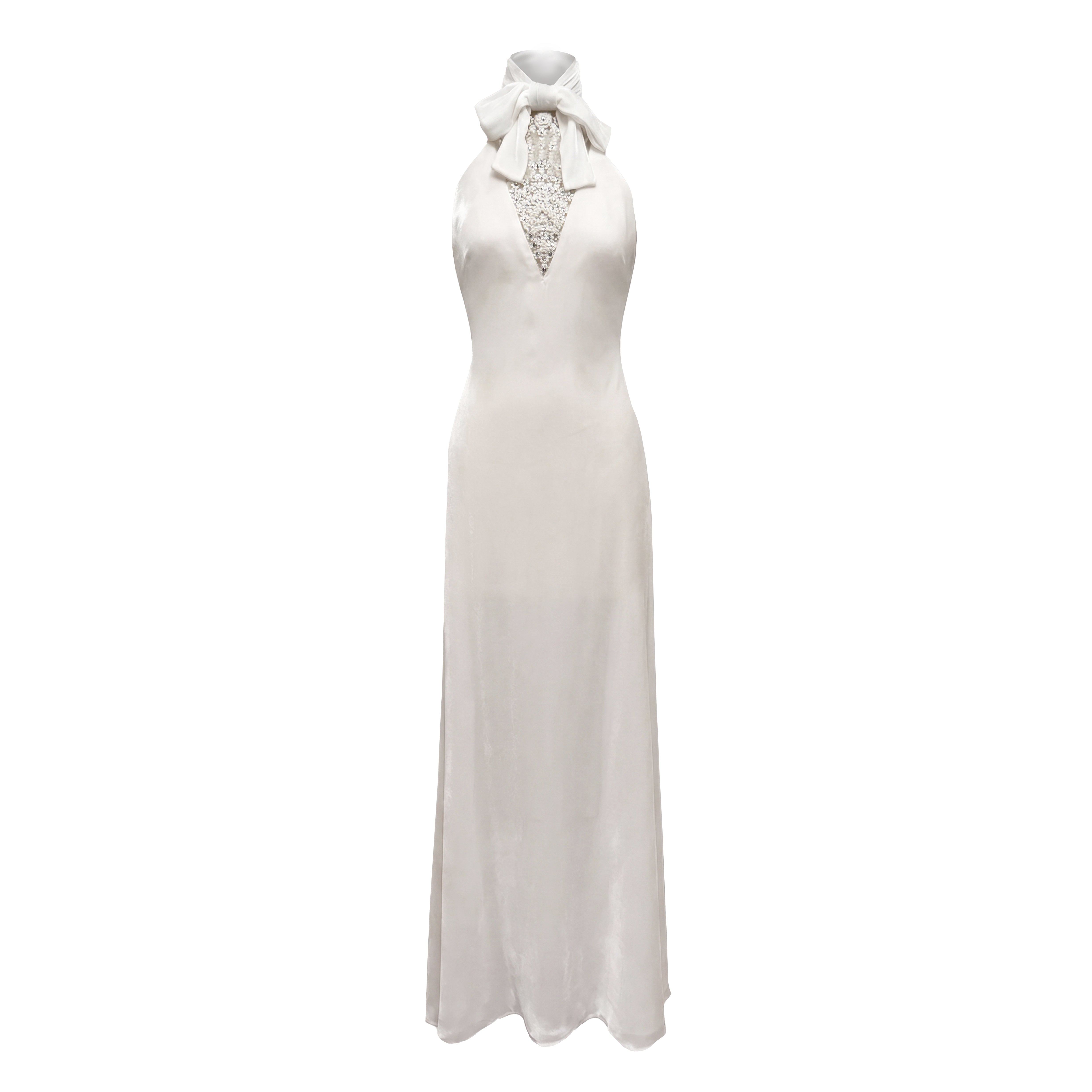 Reece Dress in Ivory Velvet with Embellishment