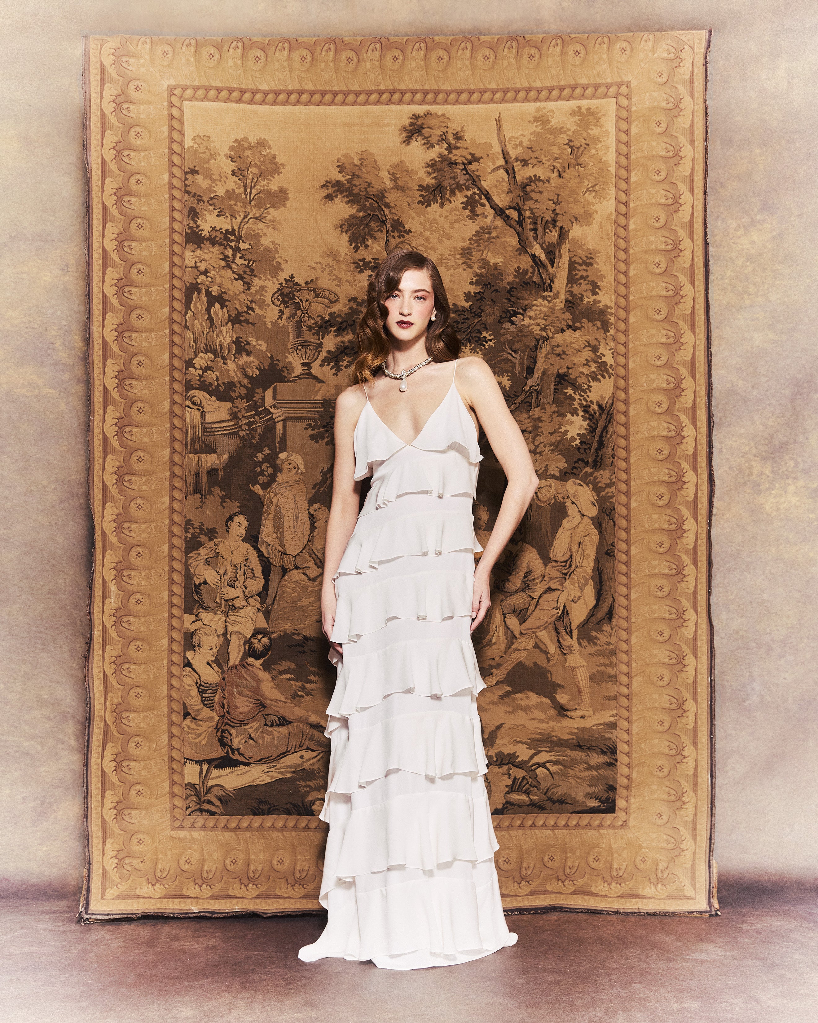 Araminta Dress in Ivory Double Georgette