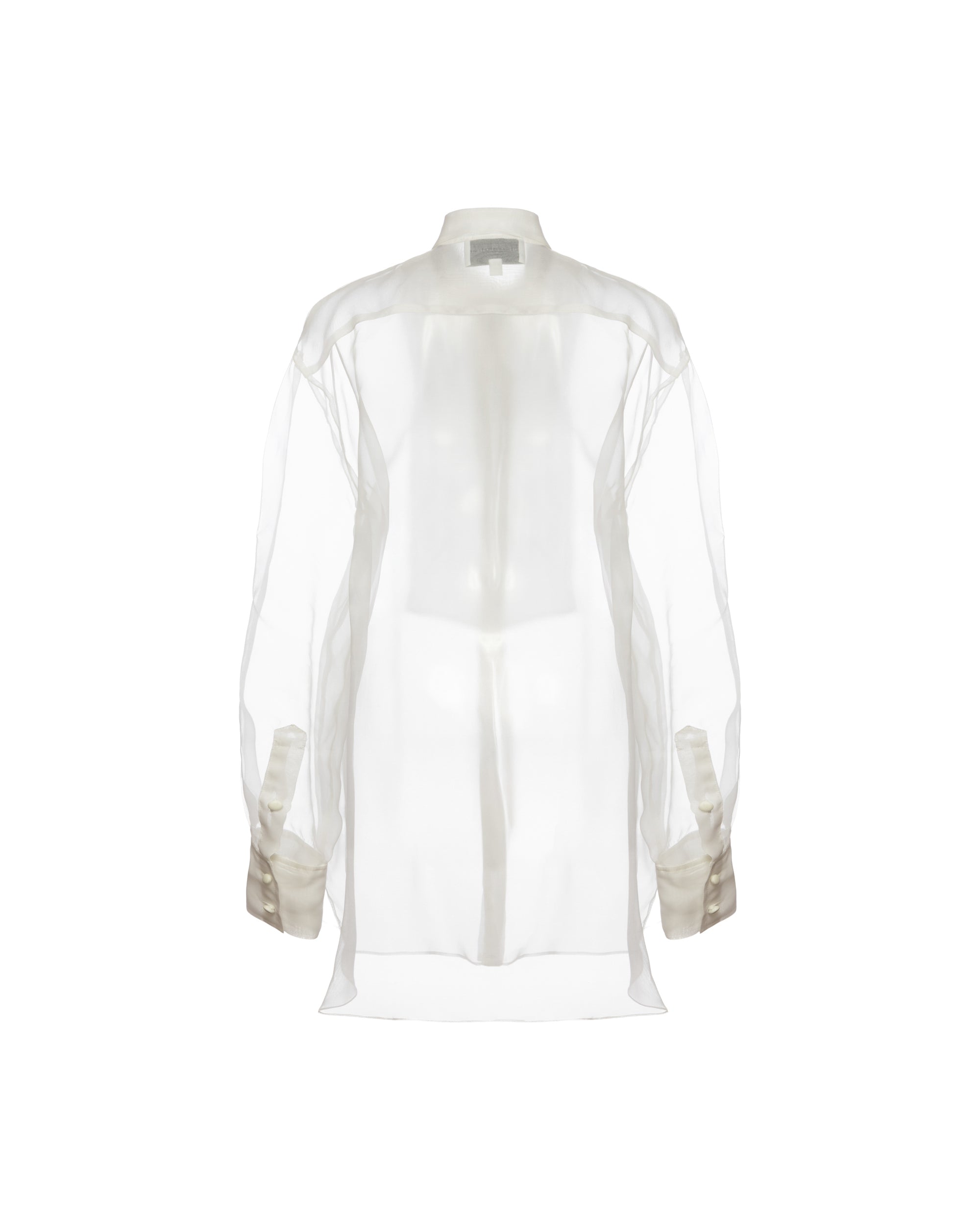 Gigi Tuxedo Shirt in White Organza