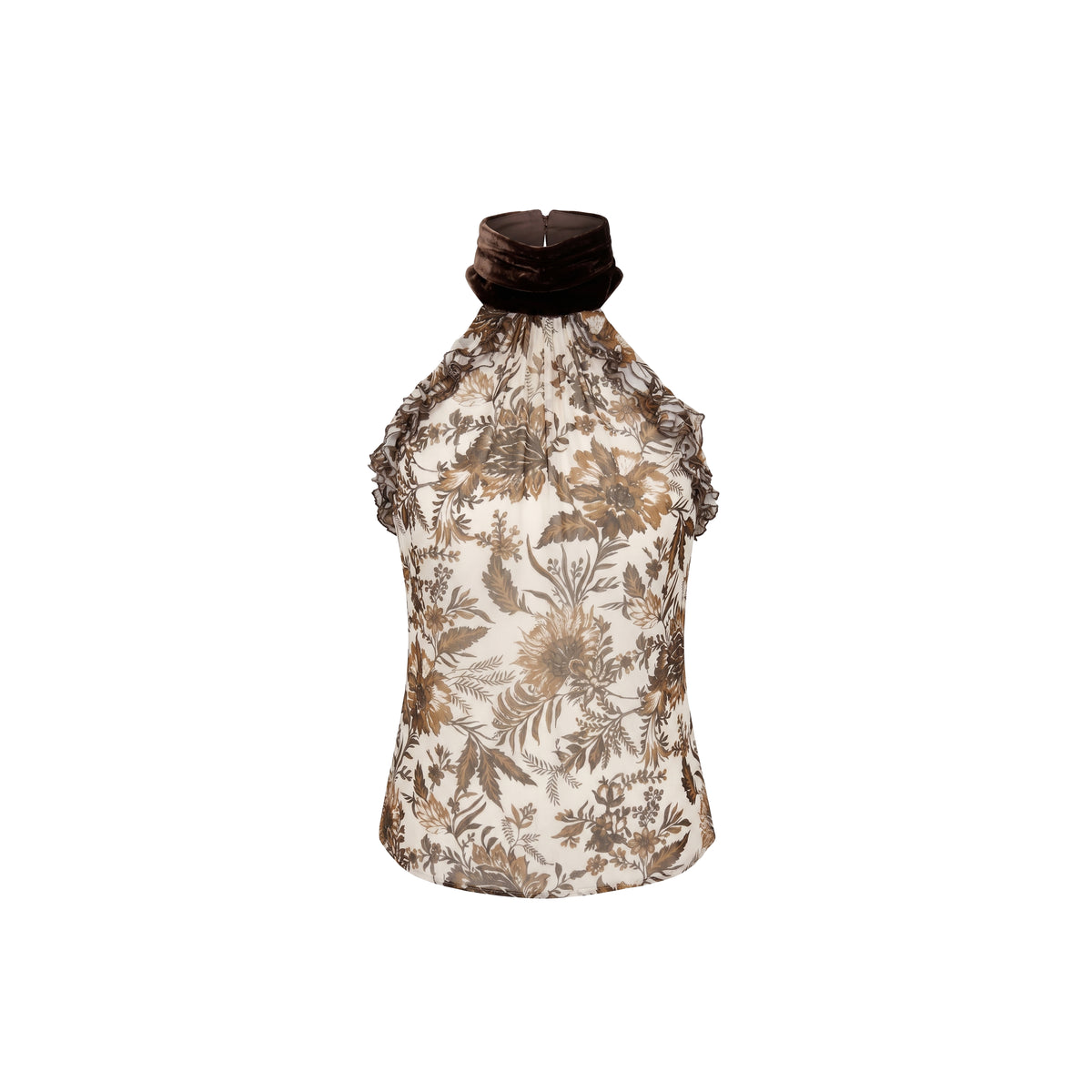 Darcy Top in Hickory Jacobean Silk Chiffon