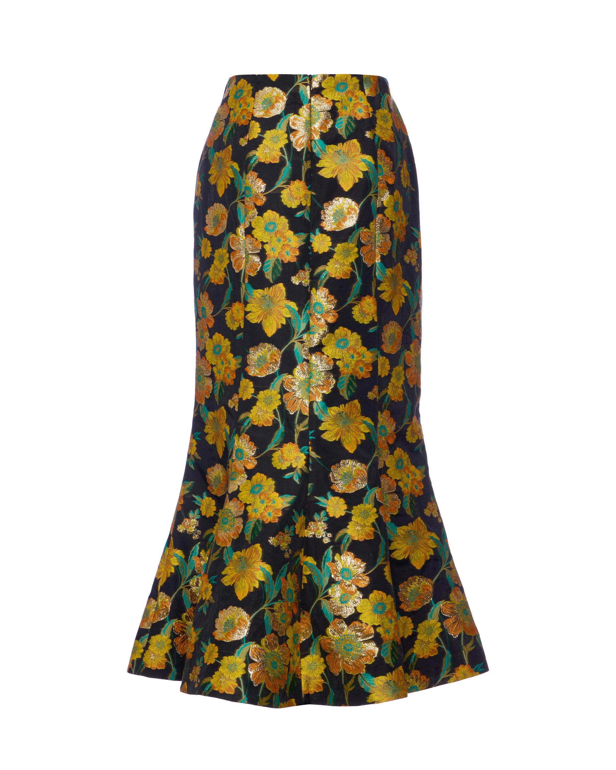 Elys Skirt in Metallic Citrine Brocade