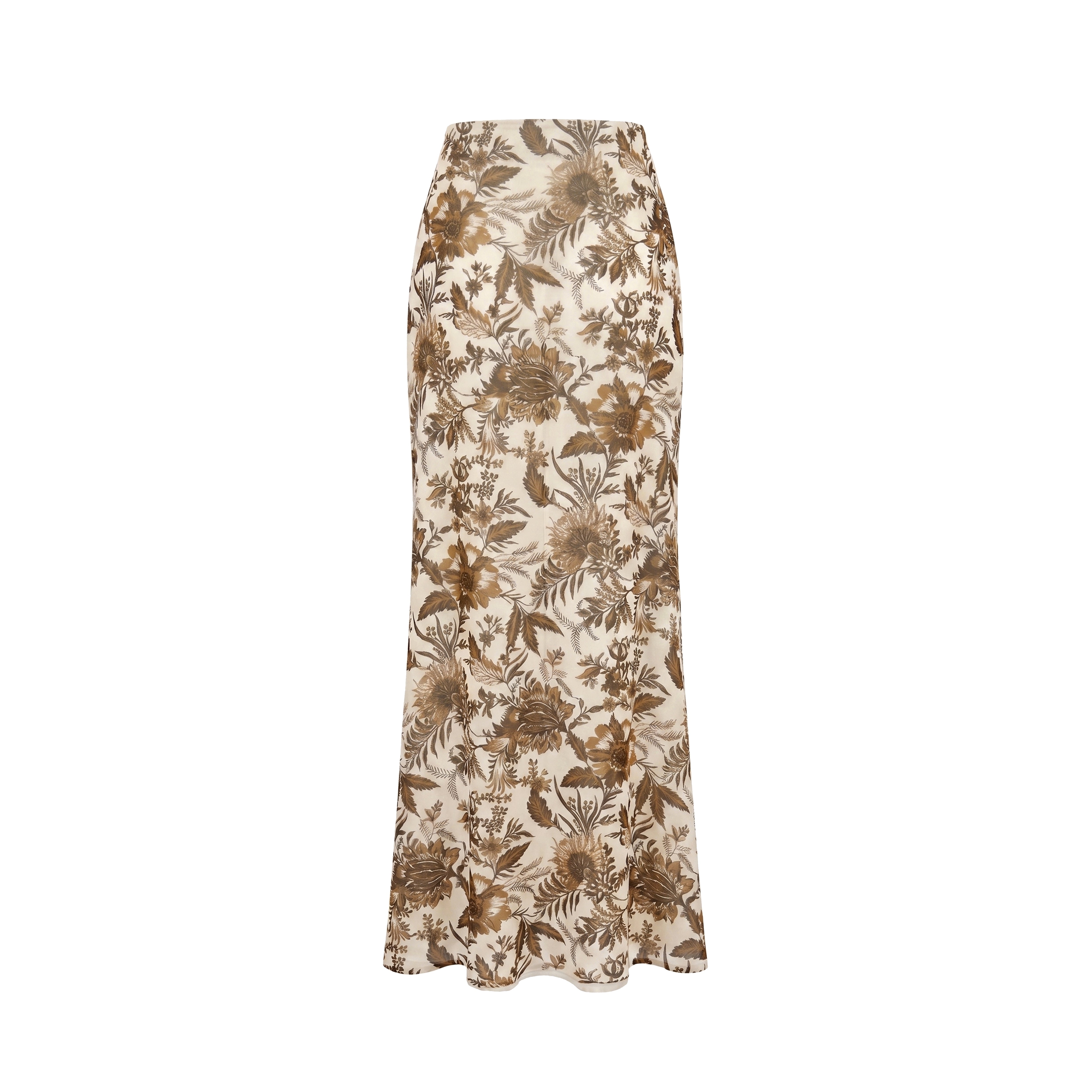 Rosamund Skirt in Hickory Jacobean Floral Silk Chiffon