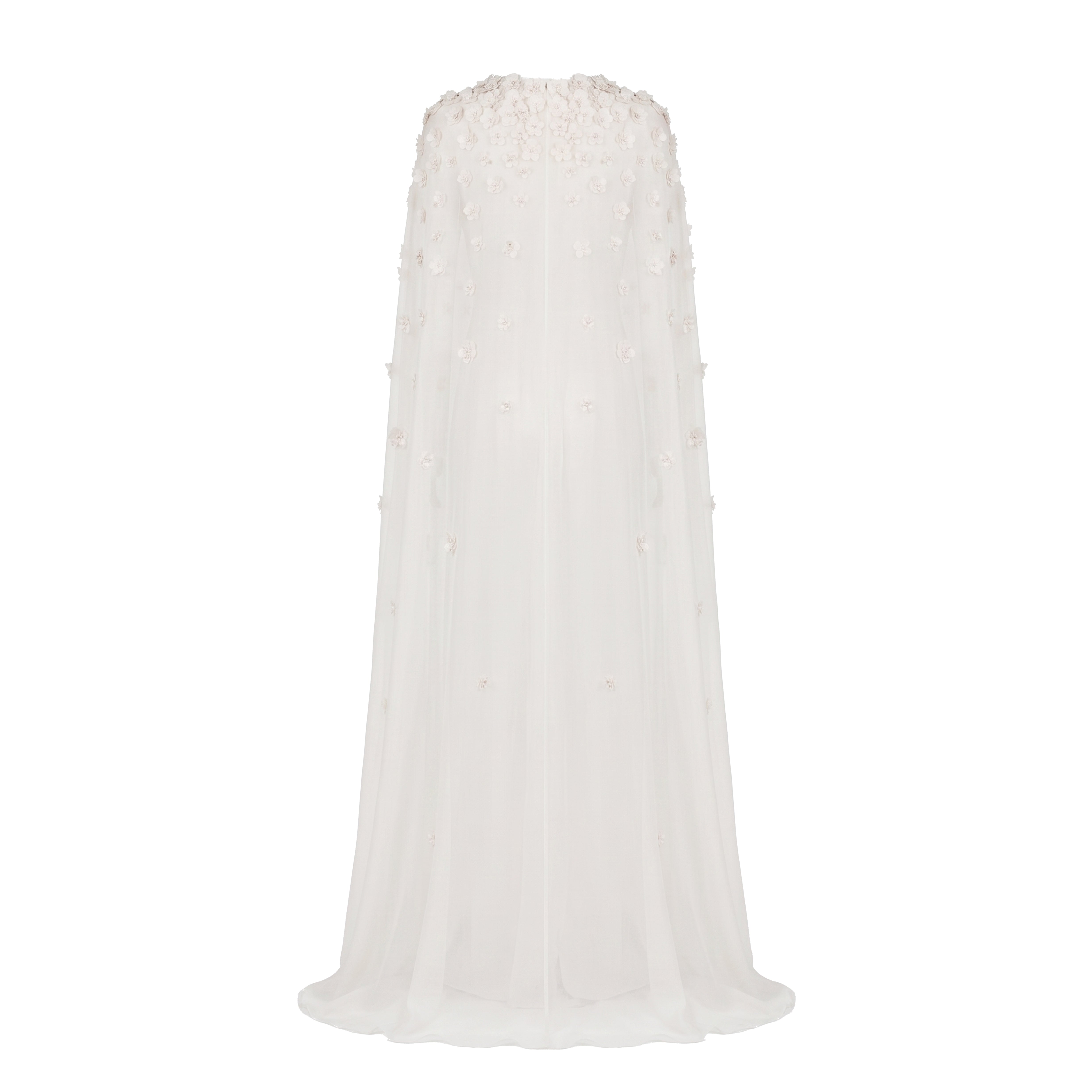 Anne Cape in Ivory Organza with Petite Fabric Flowers