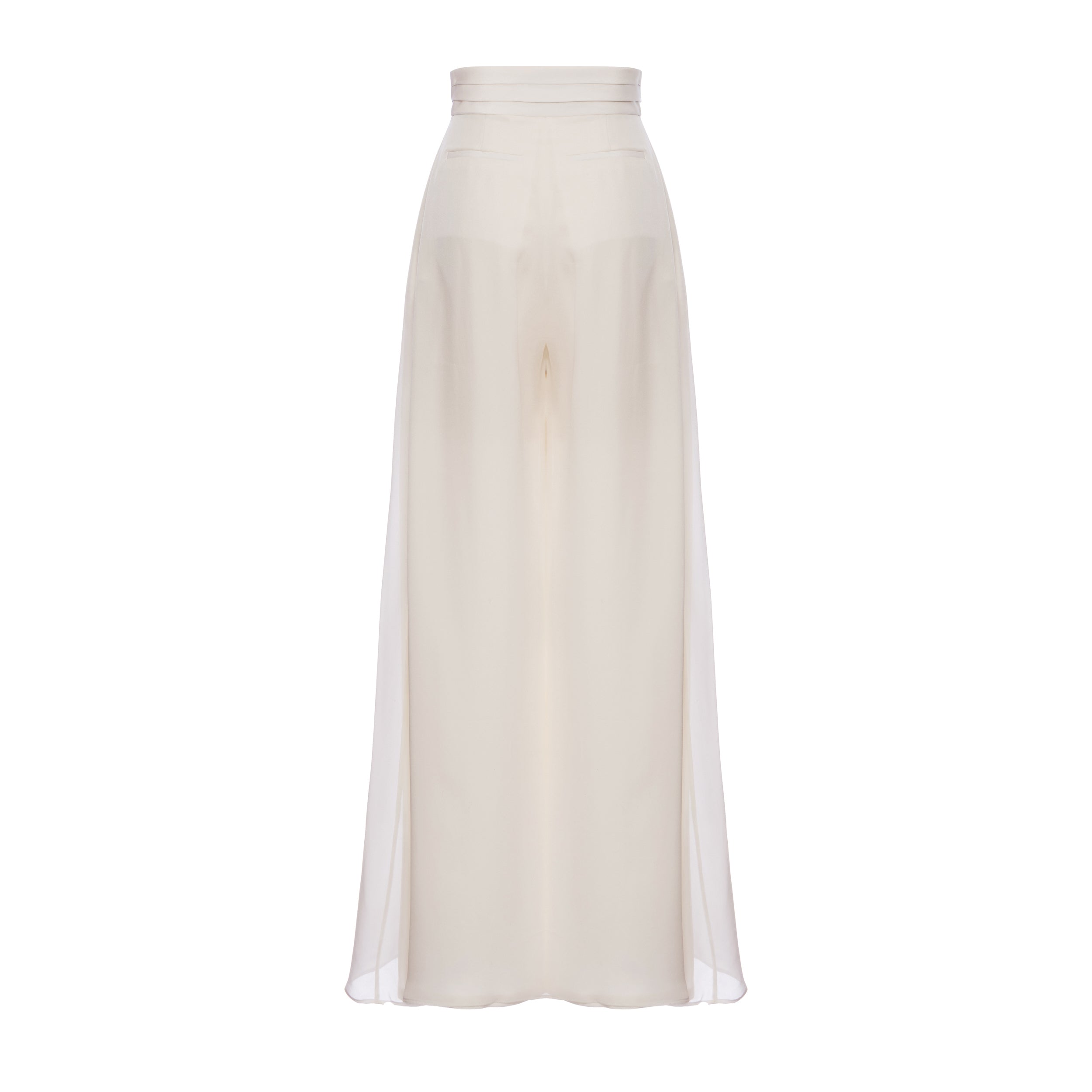 Felix Trouser in Ivory Silk Crepe with Chiffon Overlay