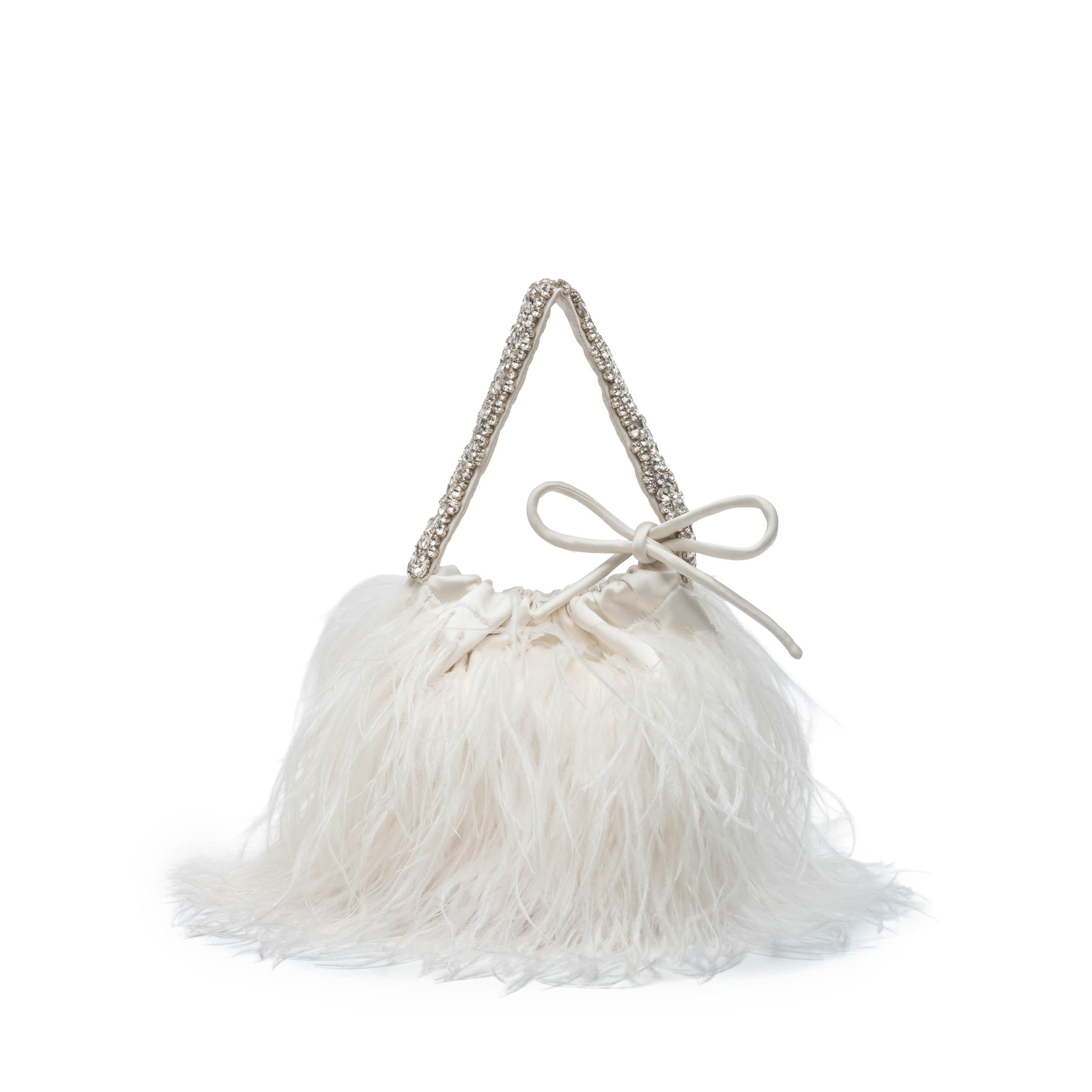 Piper Bucket Bag in Ivory with Ostrich Feather Embellishment