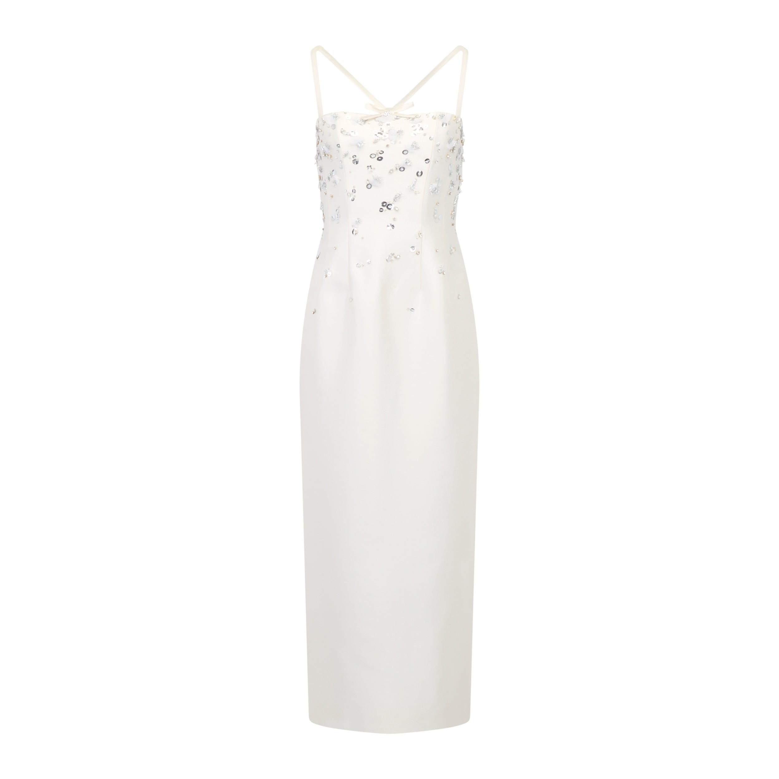 Sofia Dress in Ivory Silk Wool with Sporadic Sequins