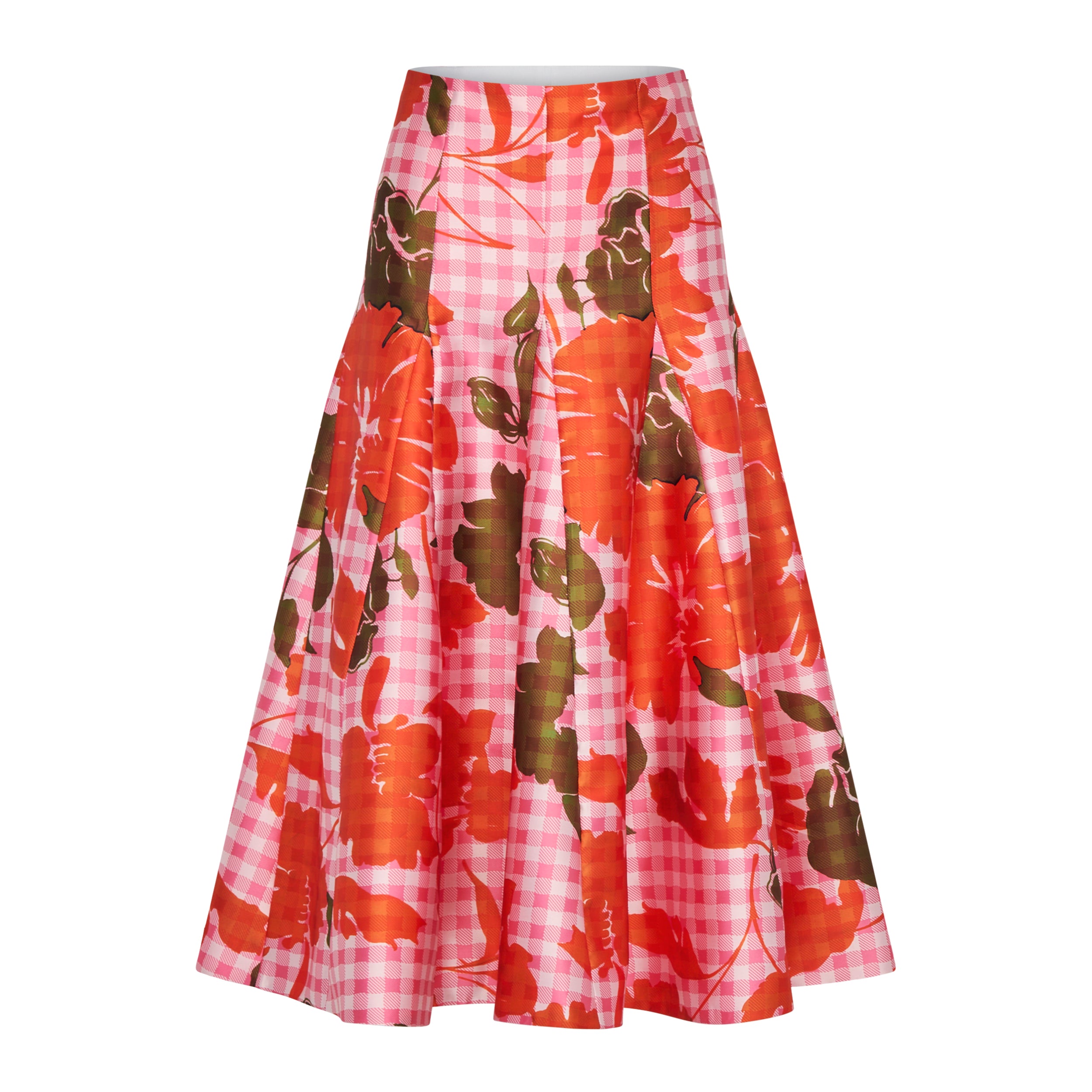 Maia Skirt in Floral Gingham Mikado