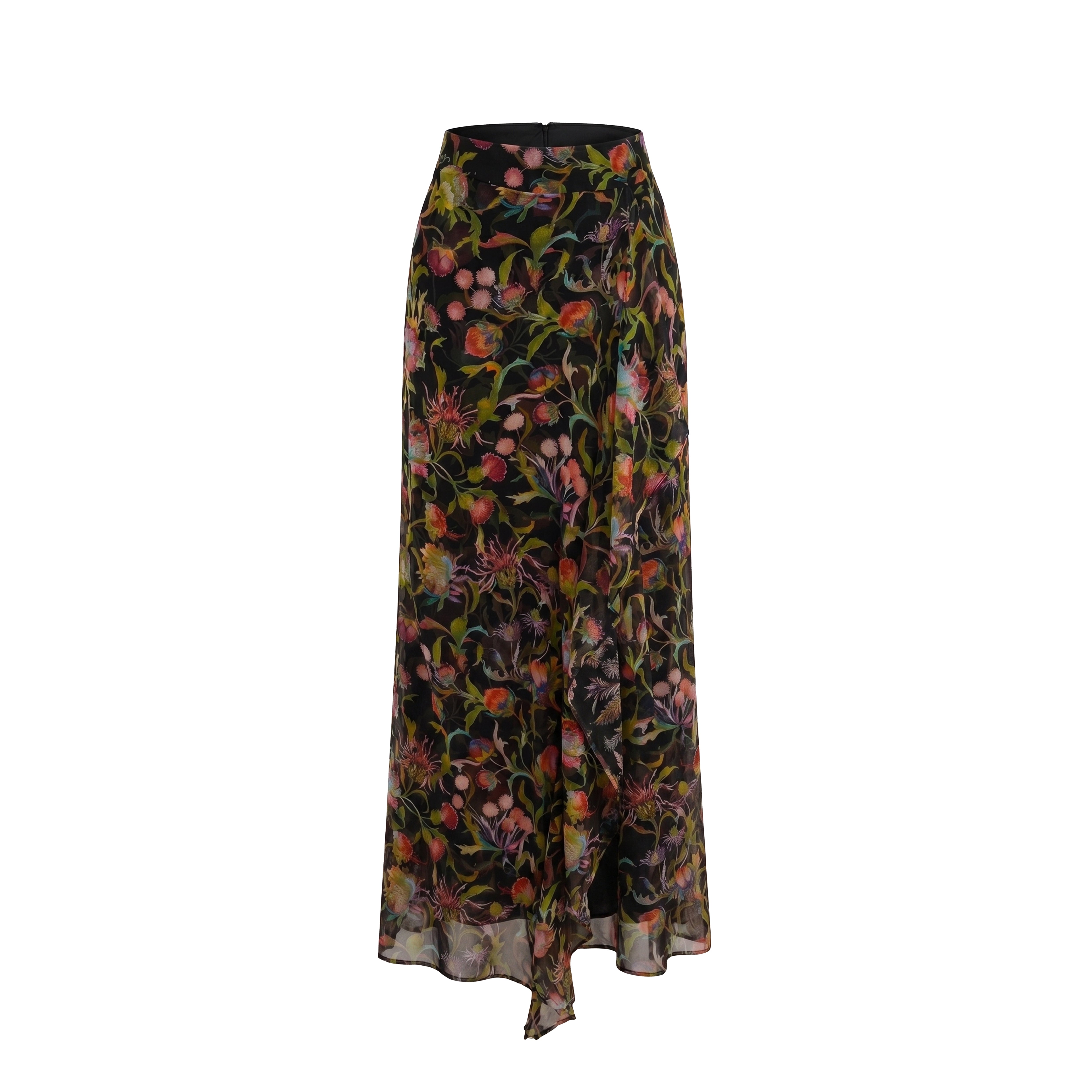 Rosamund Skirt in Rainbow Thistle Silk Chiffon